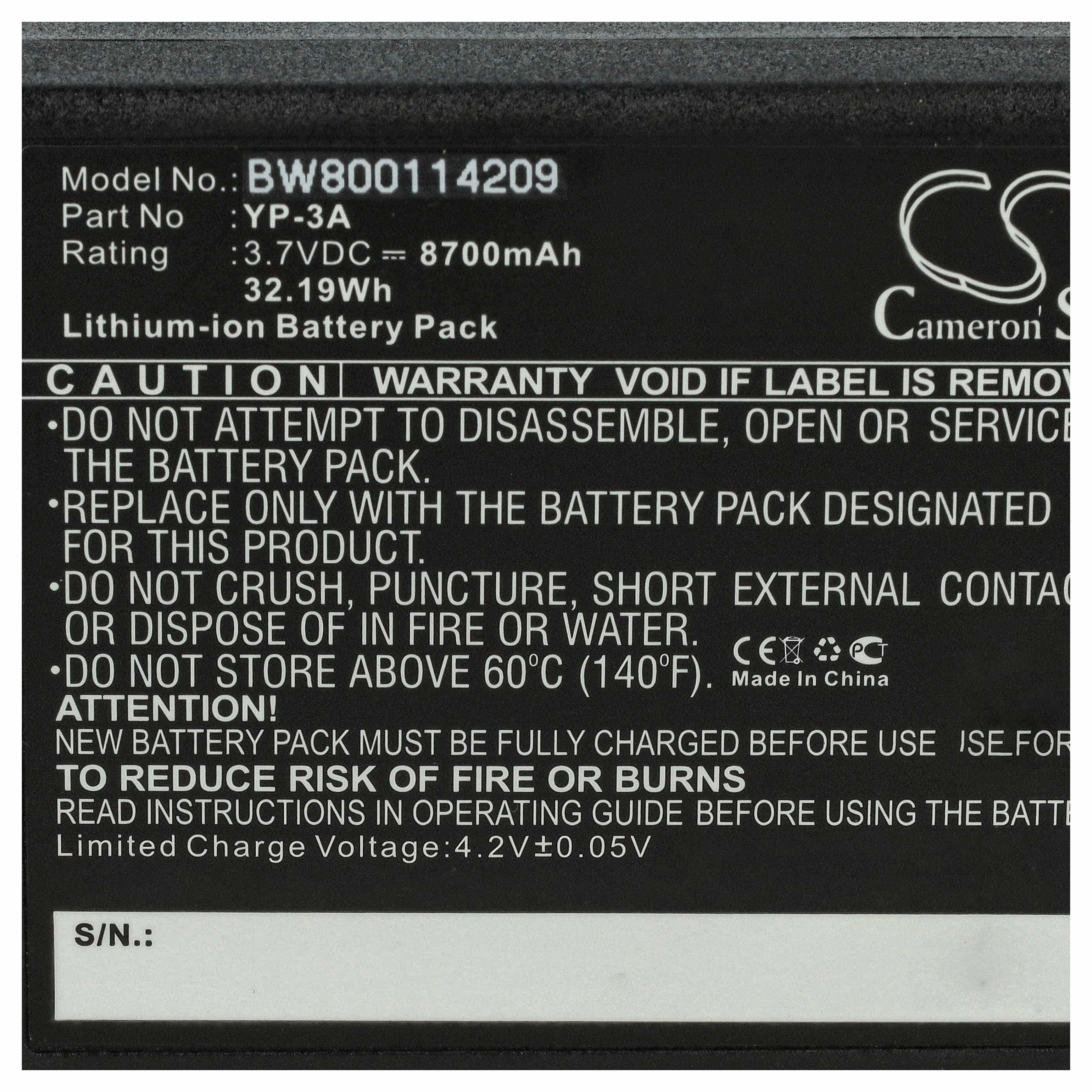 Drone Remote Battery replaces Yuneec ST16F, 58-000160, YP-3A, ST16 8700mAh, 3.7V