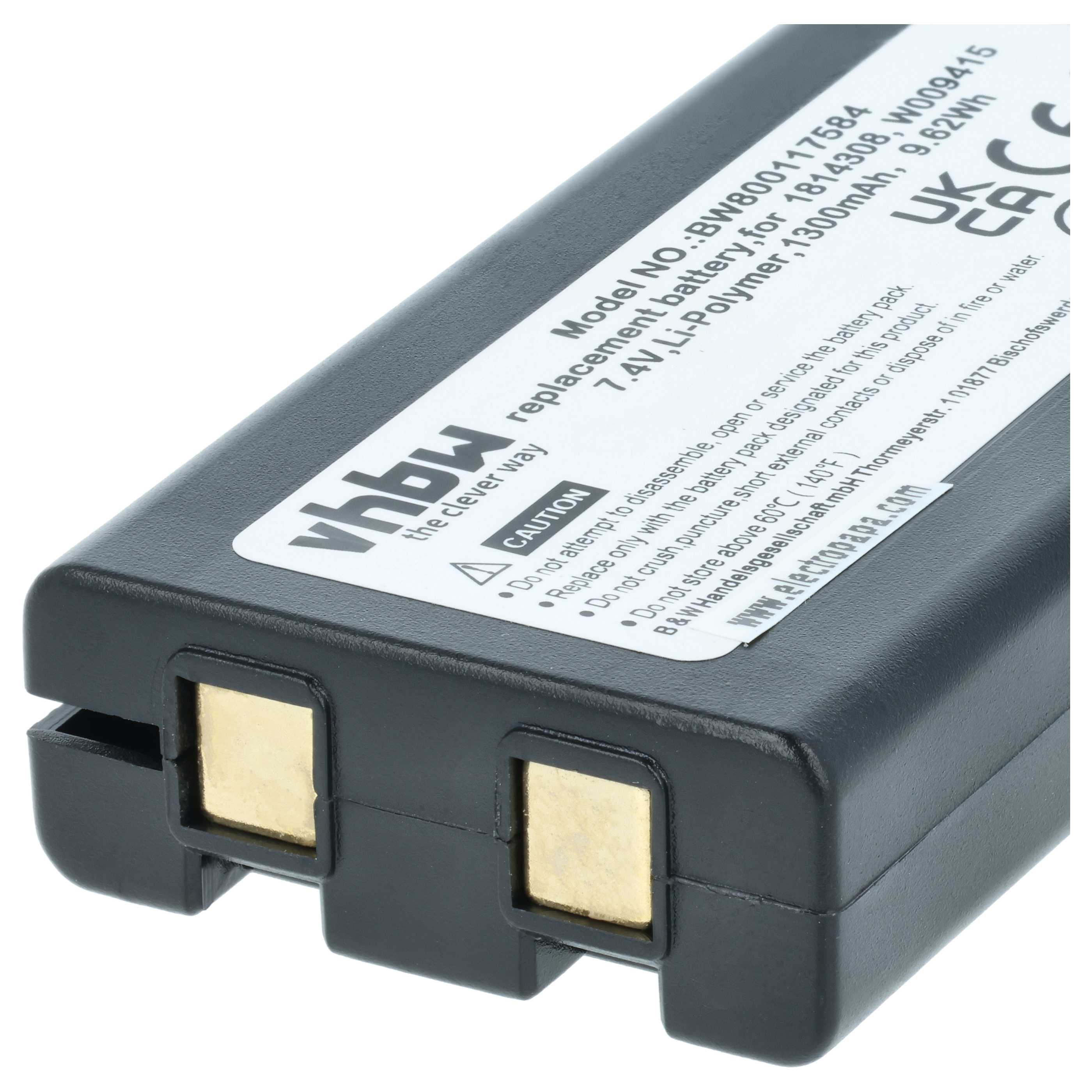 Batteria sostituisce Dymo W009415, 643463, 1814308 per stampante - 1300mAh 7,4V Li-Poly