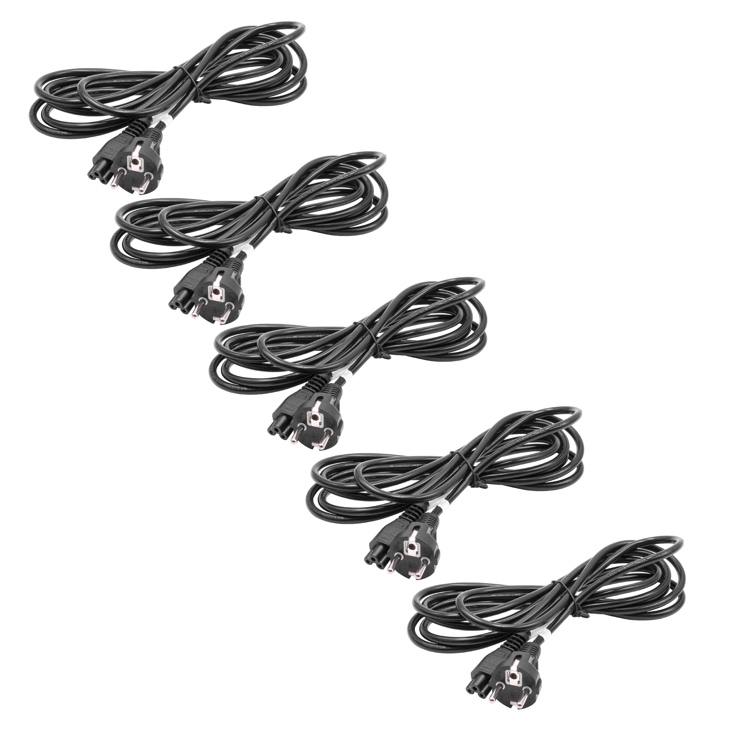 5x C5 Power Cable Euro Plug suitable for Vorwerk VR300 Vacuum Cleaner - 3 m