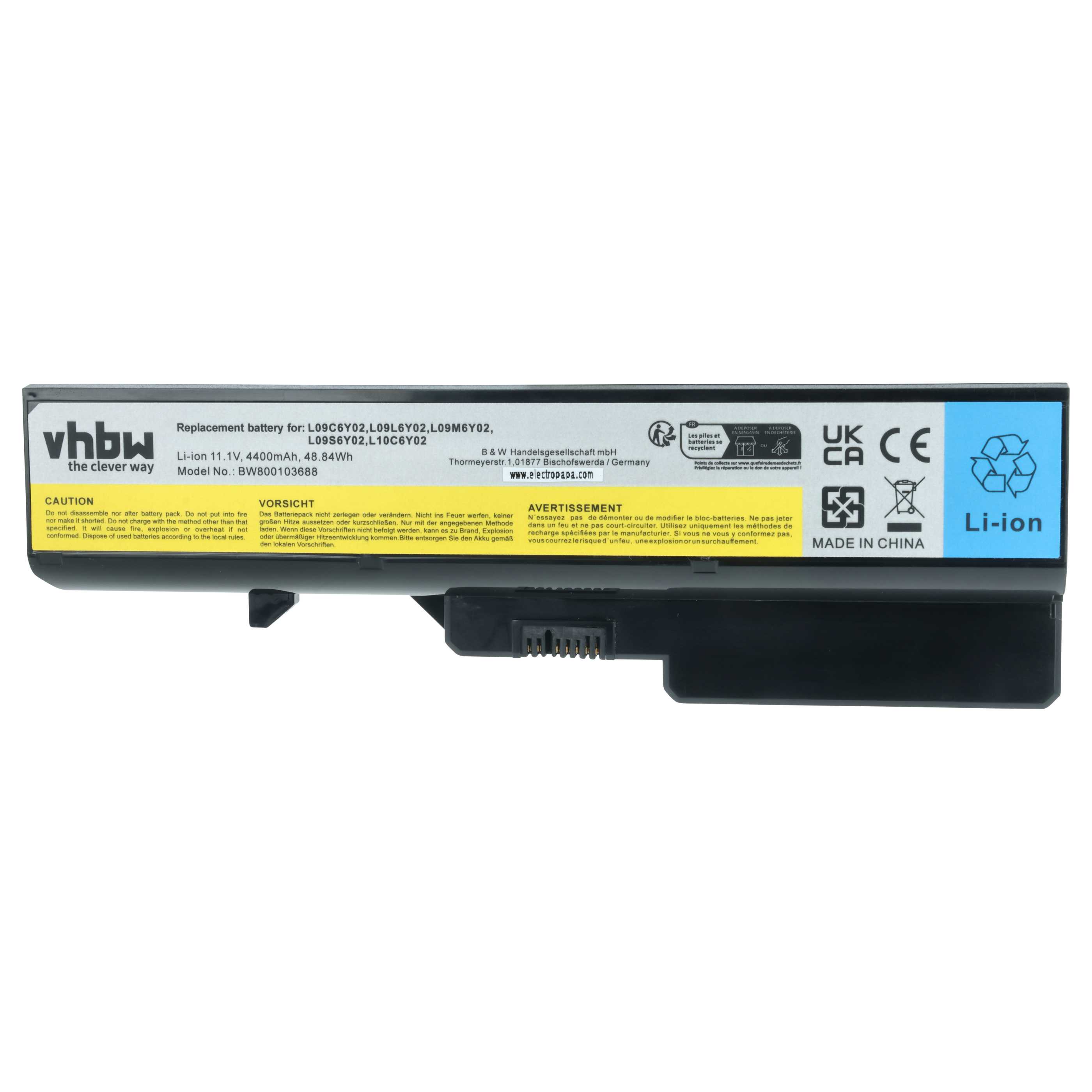 Batteria sostituisce IBM / Lenovo 121000938, 121000937, 121000935 per notebook - 4400mAh 11,1V Li-Ion nero