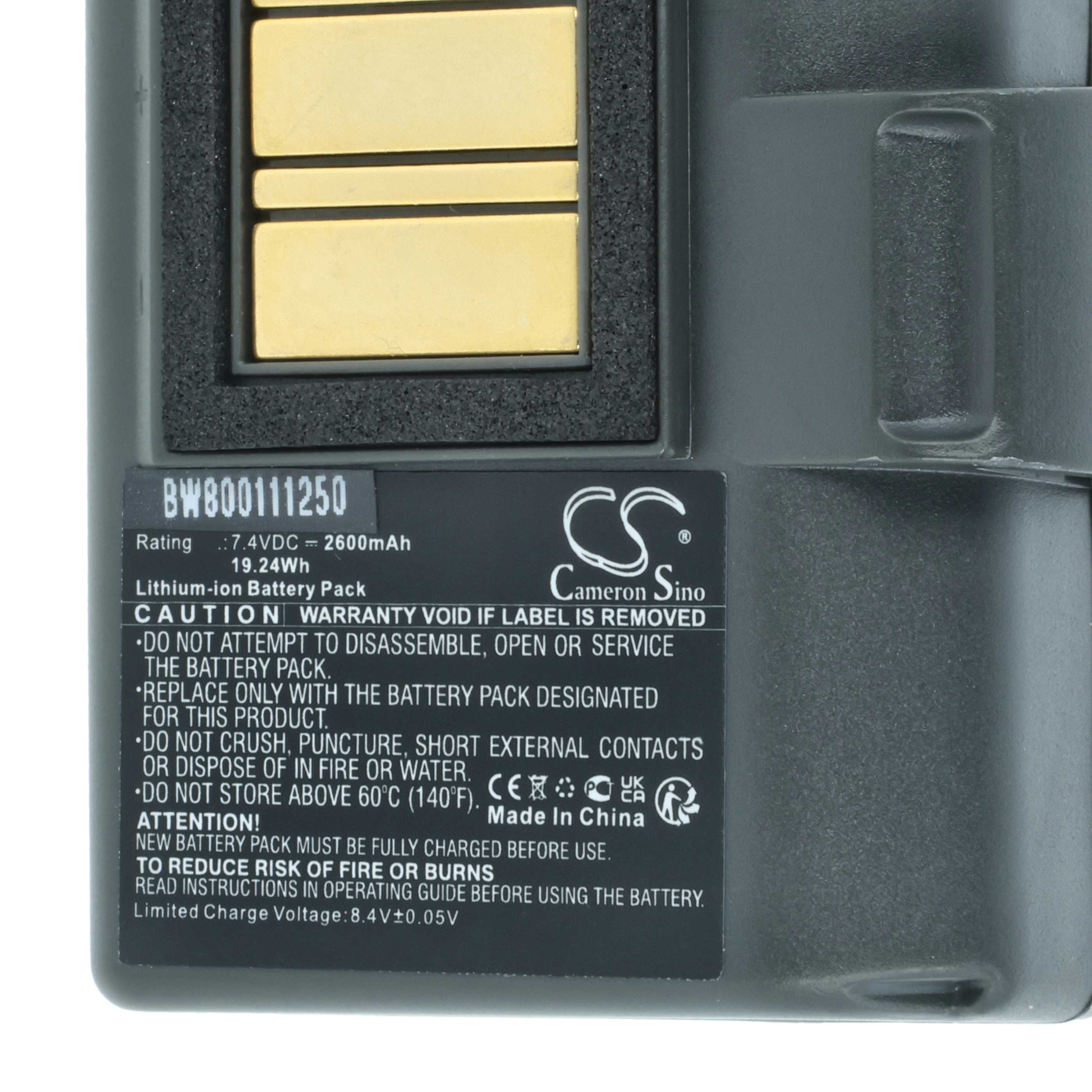 Batteria sostituisce Zebra AT16004, BTRY-MPP-34MA1-01, BTRY-MPP-34MAHC1-01 per stampante - 2600mAh 7,4V Li-Ion
