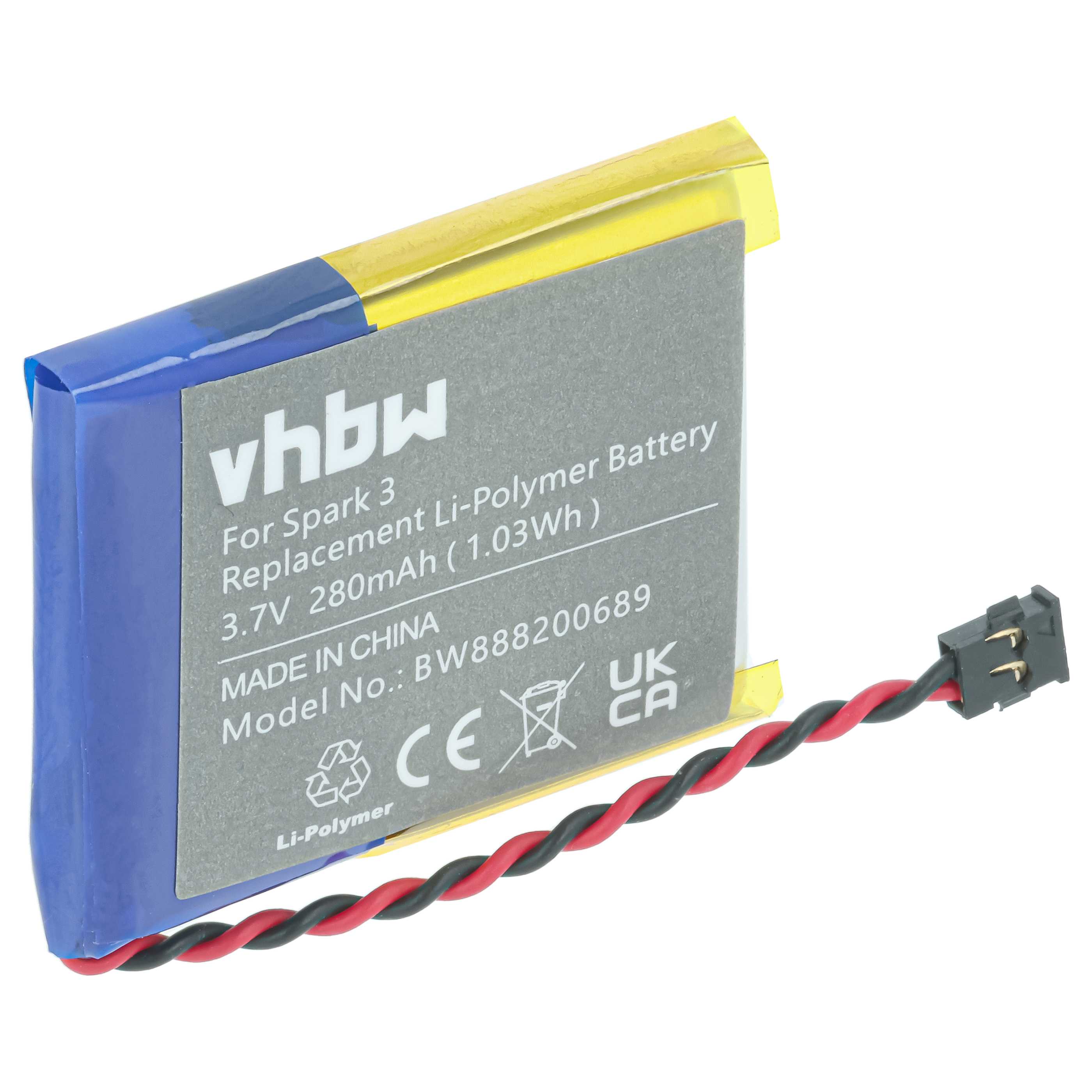 Smartwatch Battery replaces TomTom AHB332824HPS - 280 mAh 3.7 V Li-polymer