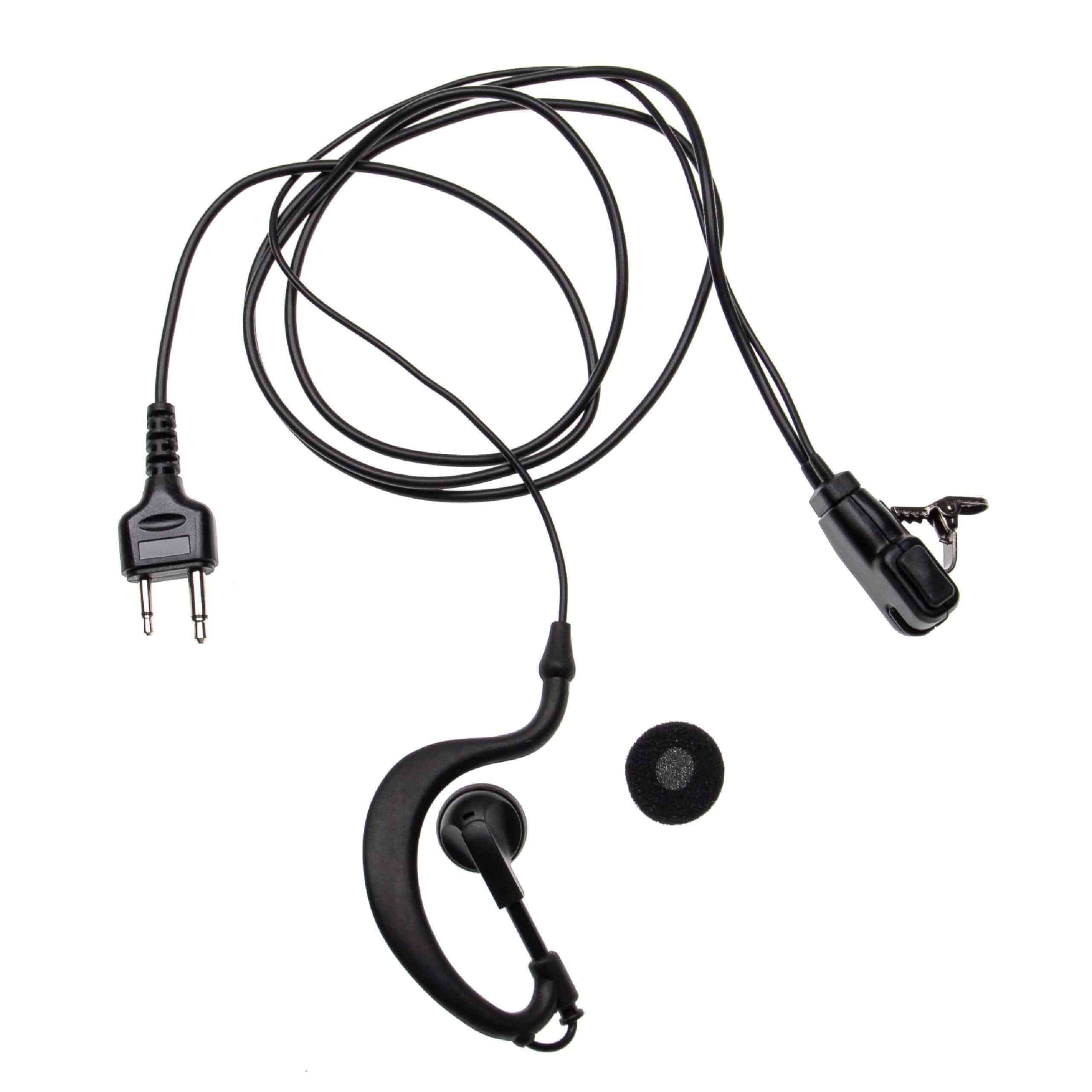 Oreillette de talkie-walkie - Avec touche de réponse + support clip, noir