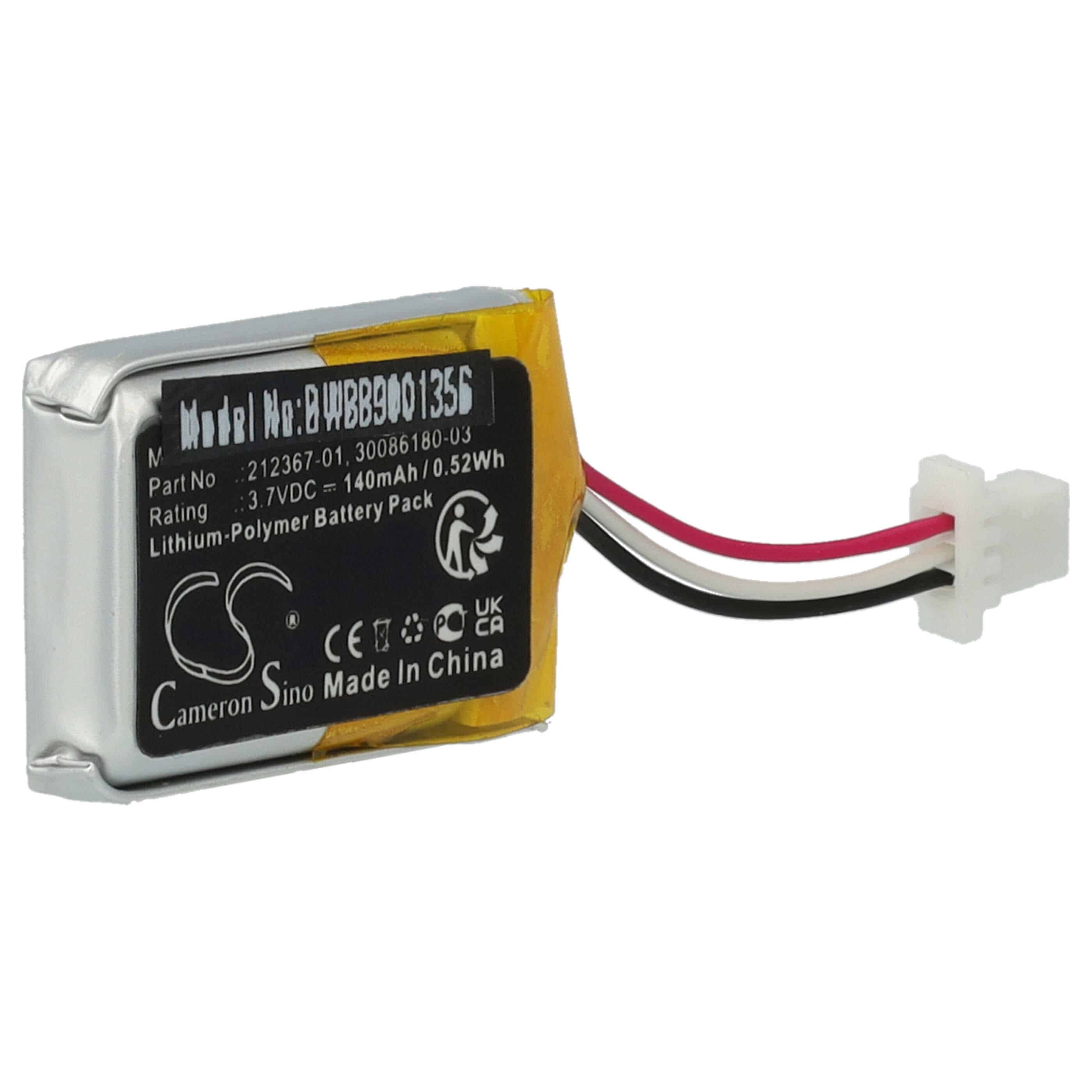 Batterie remplace Plantronics 212367-01 (3 pin), 212367-01 pour casque audio - 140mAh 3,7V Li-polymère