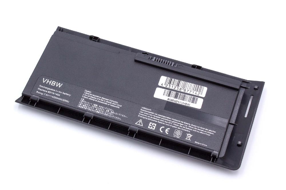 Batterie remplace Asus B21N1404 pour ordinateur portable - 4200mAh 7,6V Li-ion, noir