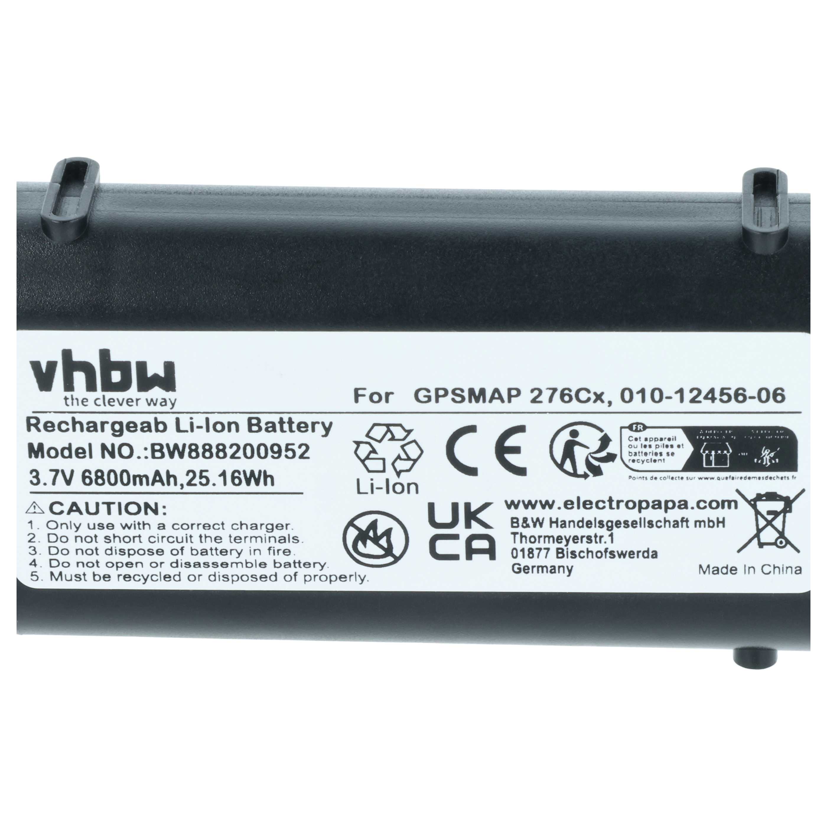 Batería reemplaza Garmin 361-00092-00, 010-12456-06 para localizador GPS - 6800 mAh 3,7 V Li-Ion