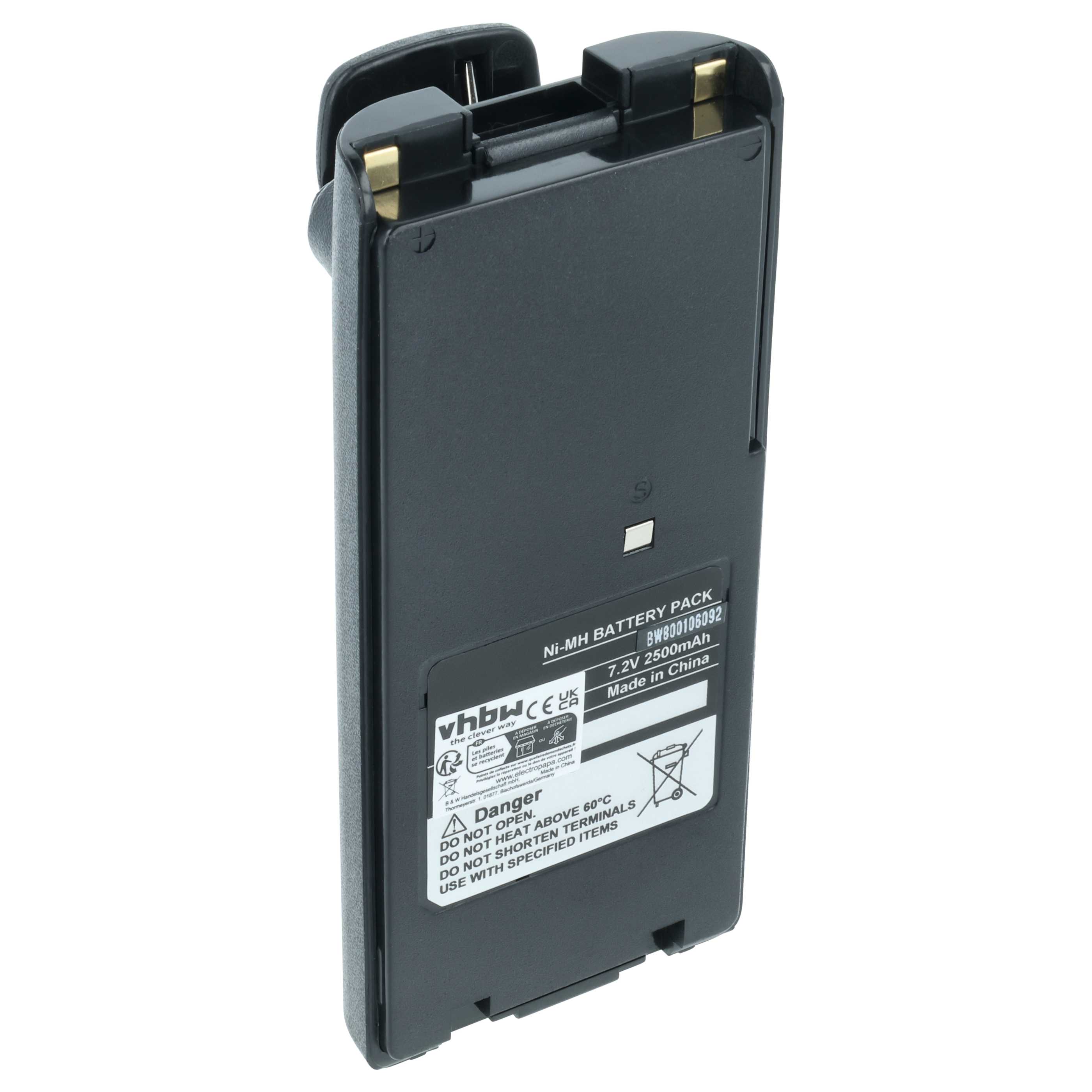 Radio Battery replaces Icom BP-210N, BP-211, BP-210, BP-209N, BP-209 - 2500 mAh 7.2 V NiMH + Belt Clip