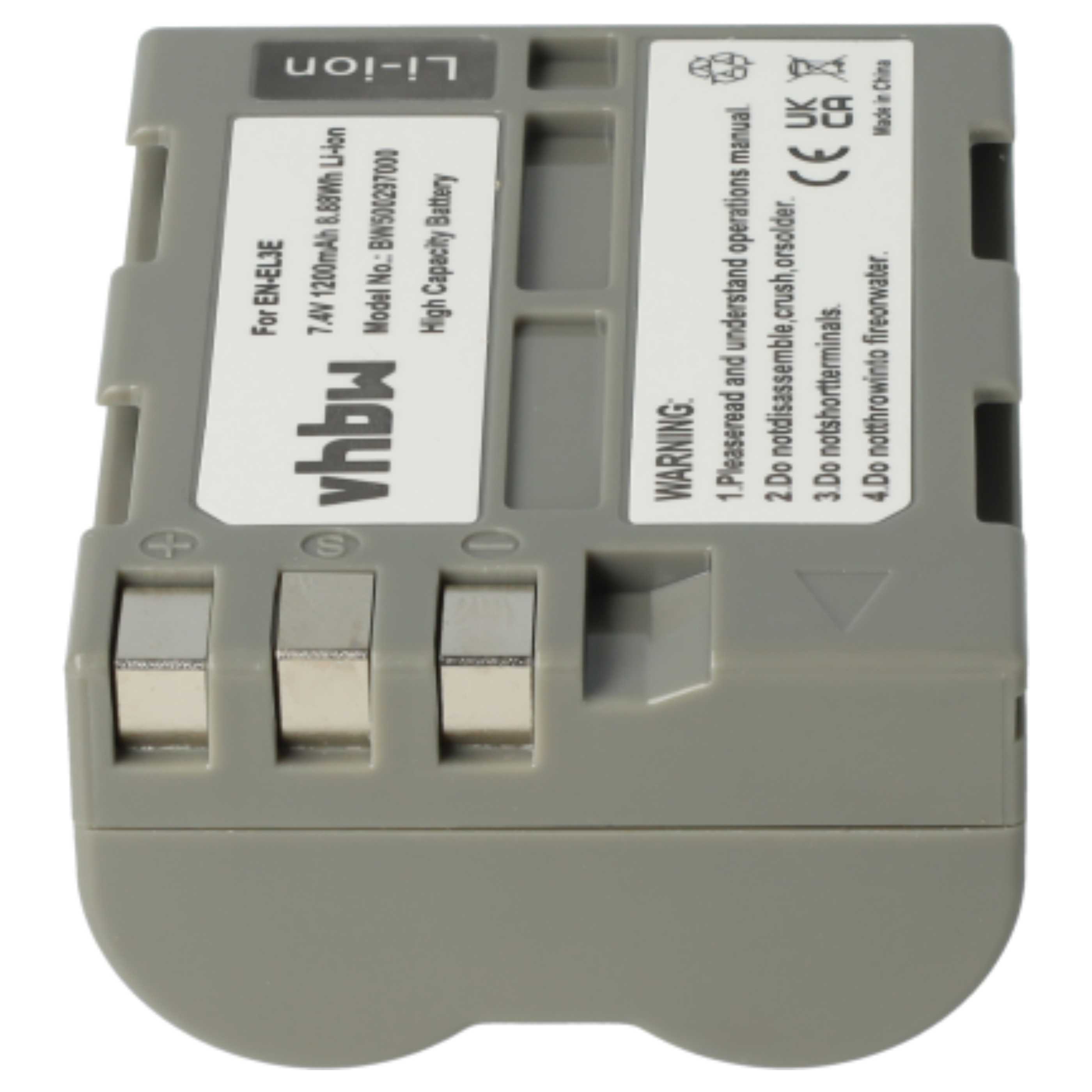 2x Battery replaces Nikon EN-EL3e - 1200mAh, 7.2V, Li-Ion