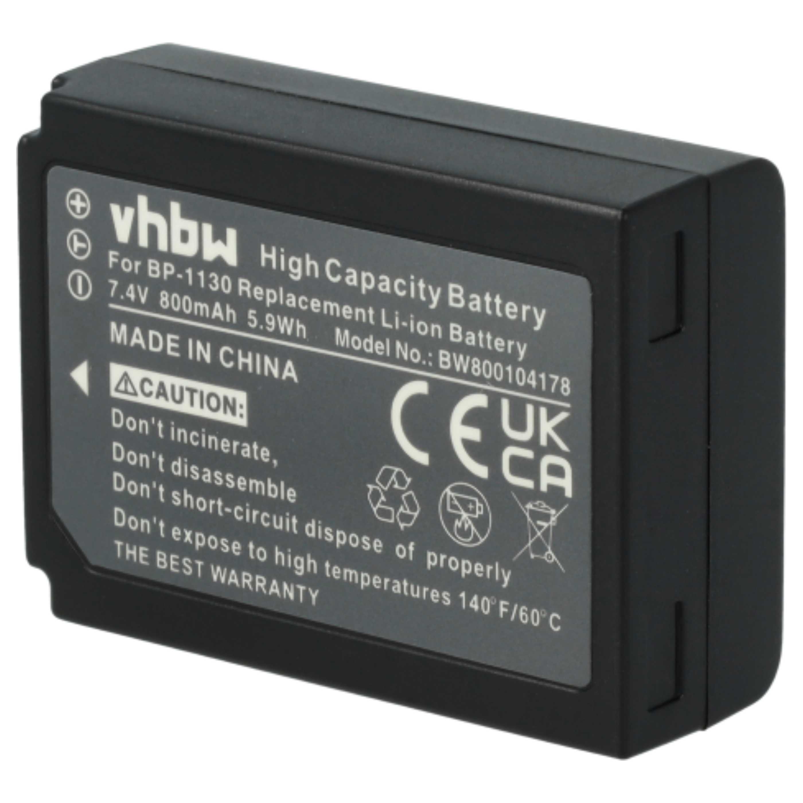 2x Battery replaces Samsung BP-1130, BP1130, ED-BP1130 - 800mAh, 7.4V, Li-Ion
