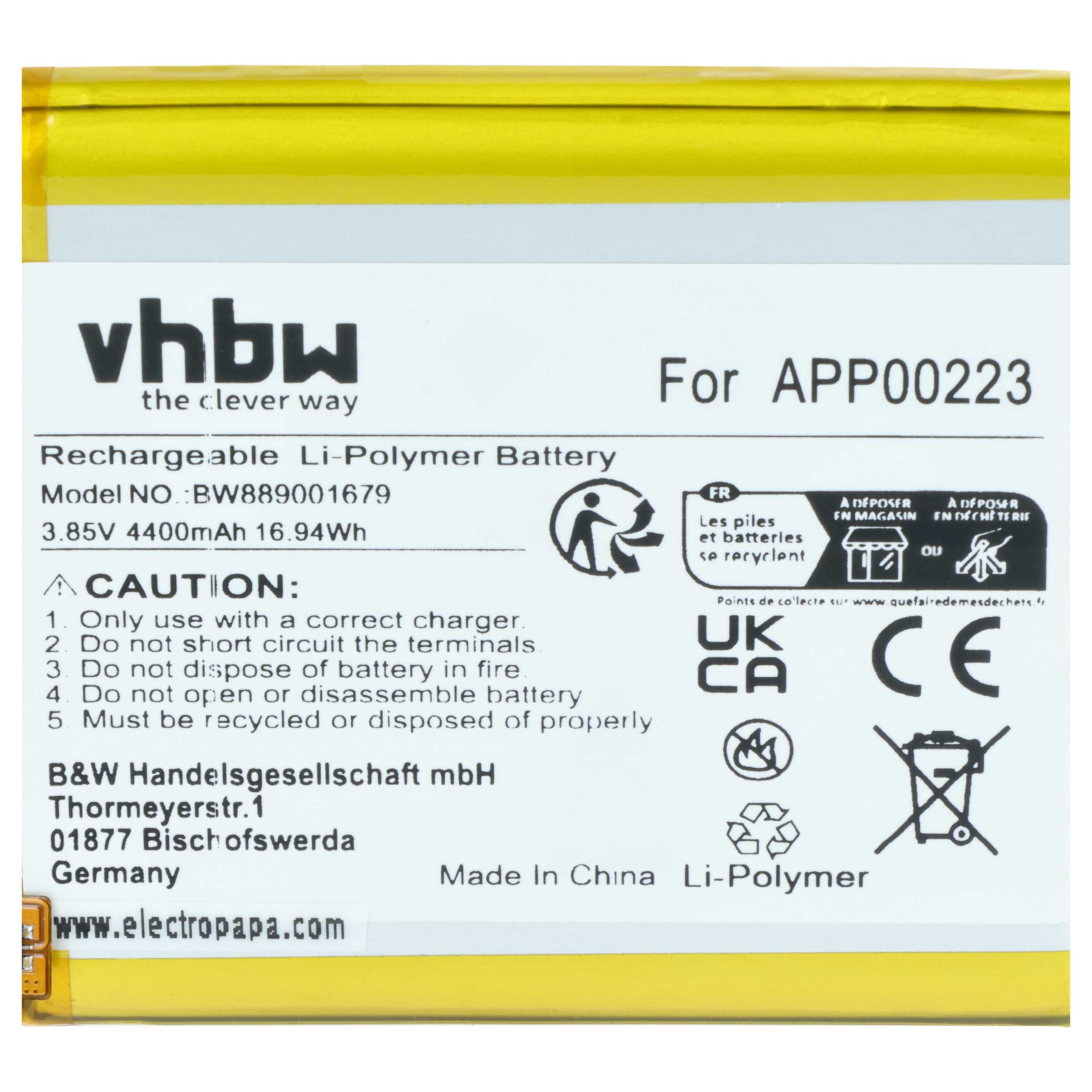 Akumulator do telefonu smartfona zamiennik CAT APP00223 - 4400 mAh 3,85 V LiPo