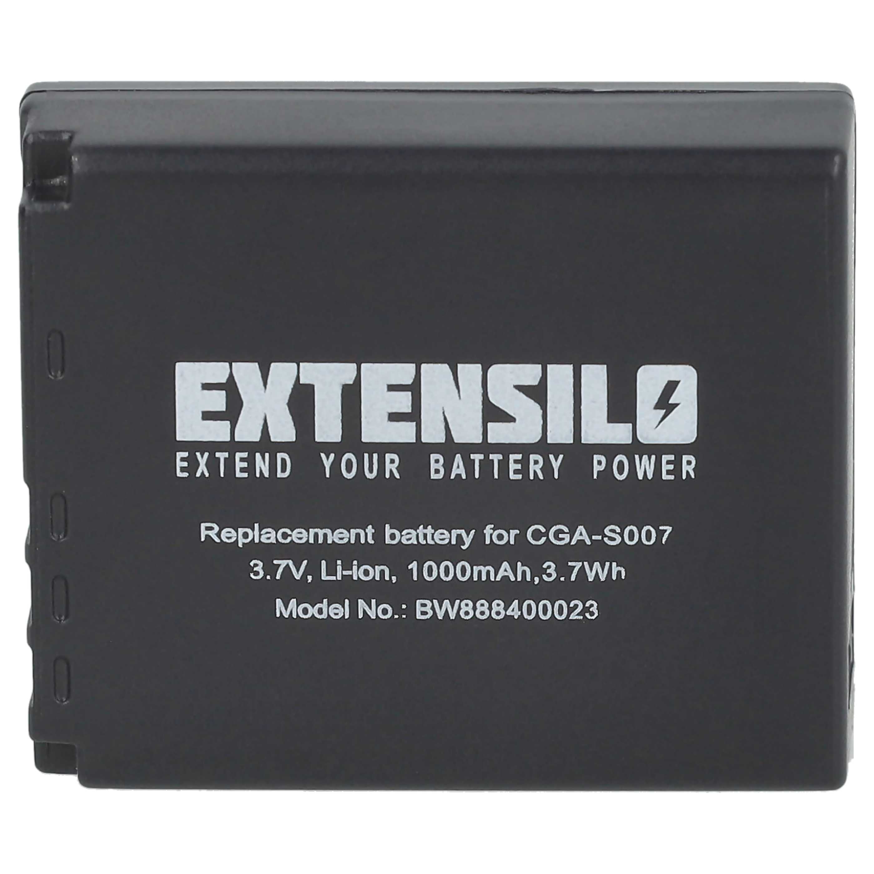 3x Batteria sostituisce Panasonic CGA-S007A/B, CGA-S007, CGA-S007A/1B per fotocamera - 1000mAh 3,7V Li-Ion