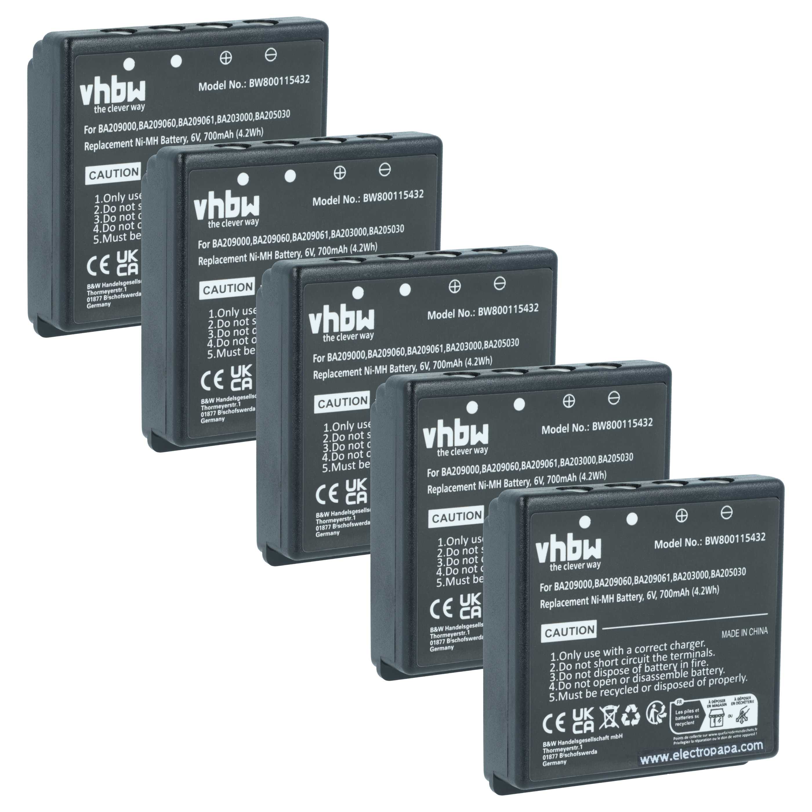 5x Akumulator do zdalnego sterowania zamiennik HBC BA206000, BA203000, BA205030, 005-01-00615 - 700mAh 6V NiMH