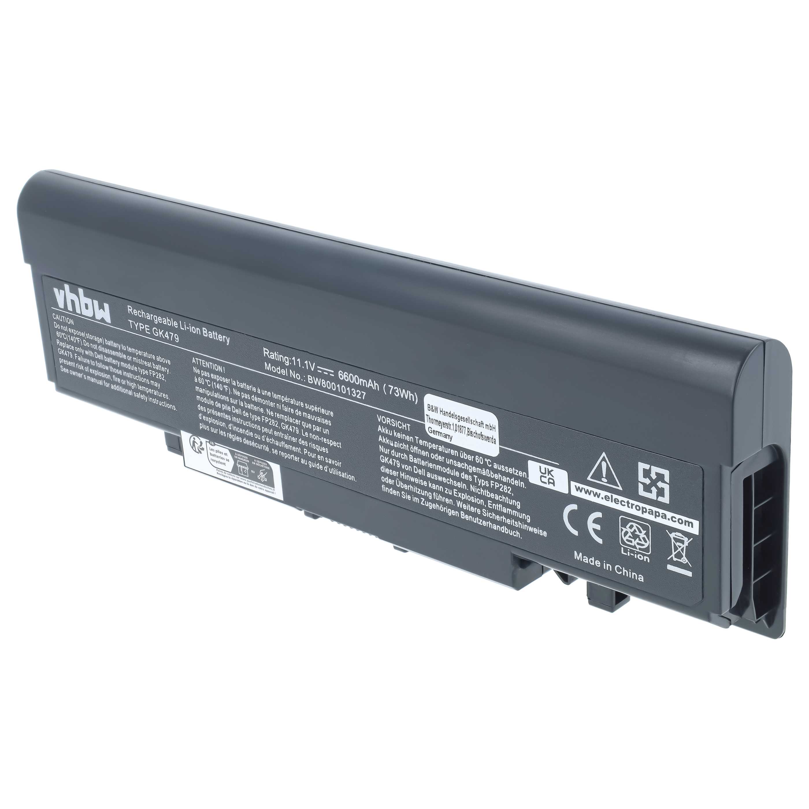 Akumulator do laptopa zamiennik Dell 312-0513, 312-0518, 312-0520, 312-0504 - 6600 mAh 11,1 V Li-Ion, czarny
