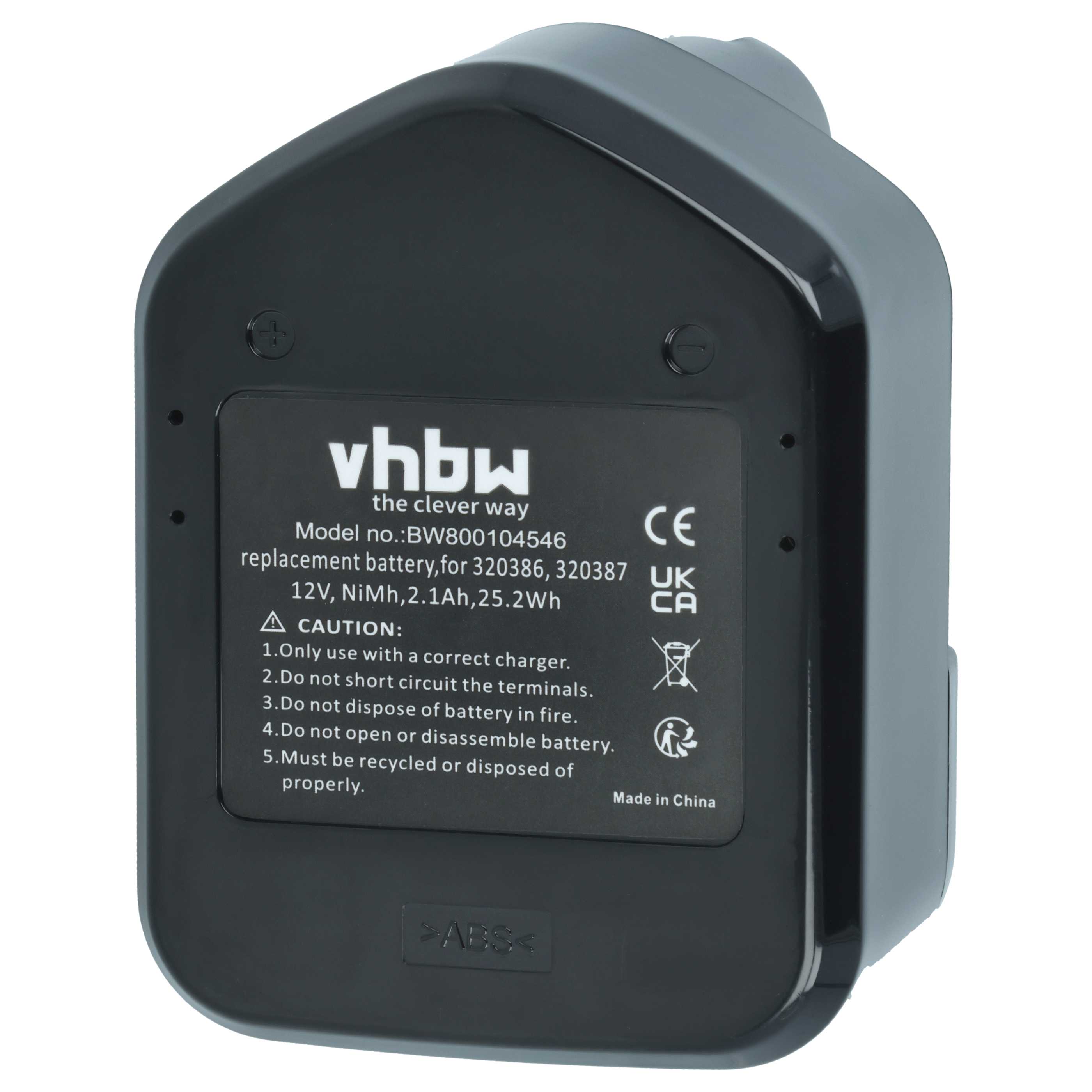 Battery replaces Hitachi 320608, 320606, 320388, 320387, 320386 for Electric Power Tool - 2100 mAh, 12 V, NiMH