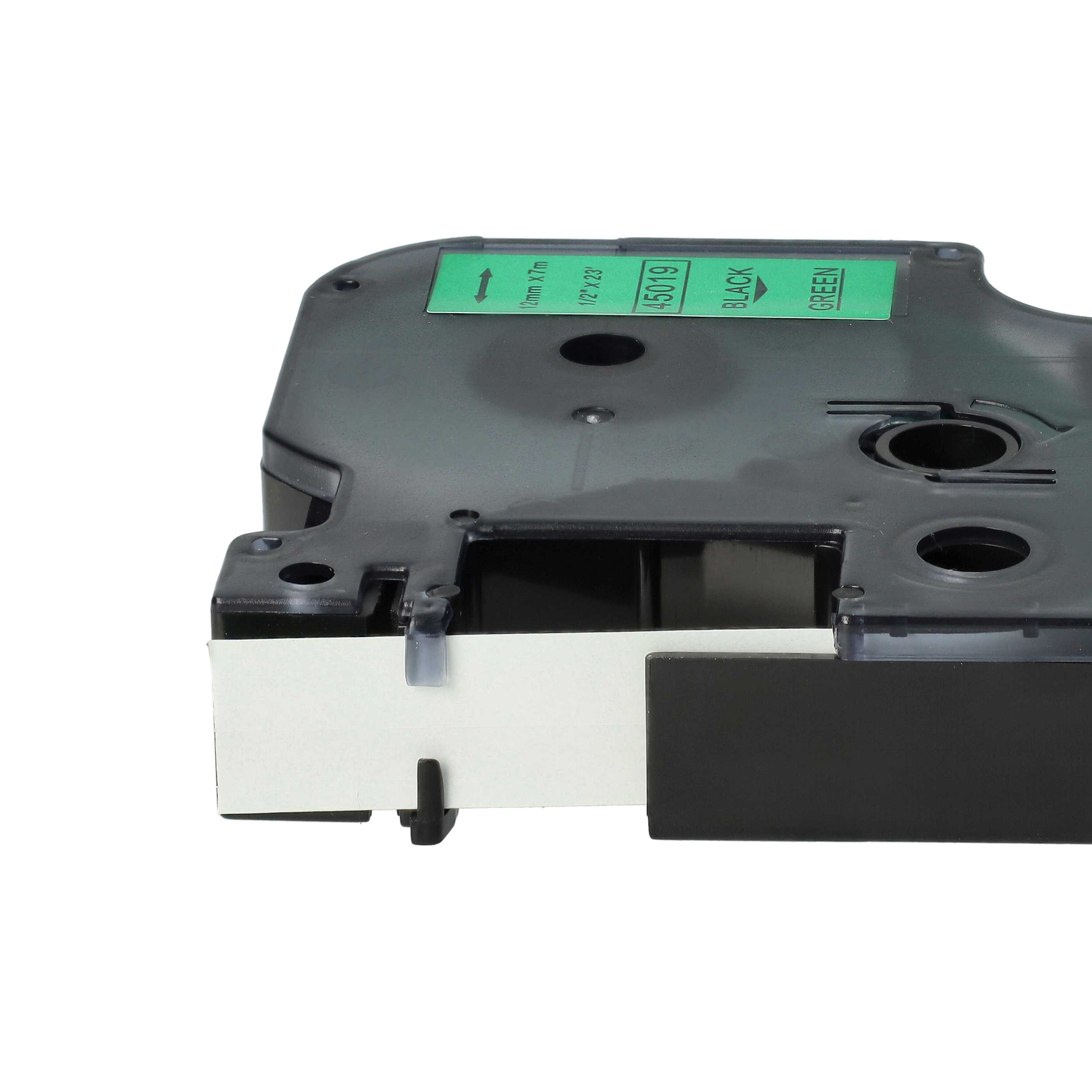 Cassette à ruban remplace Dymo 45019, D1 - 12mm lettrage Noir ruban Vert