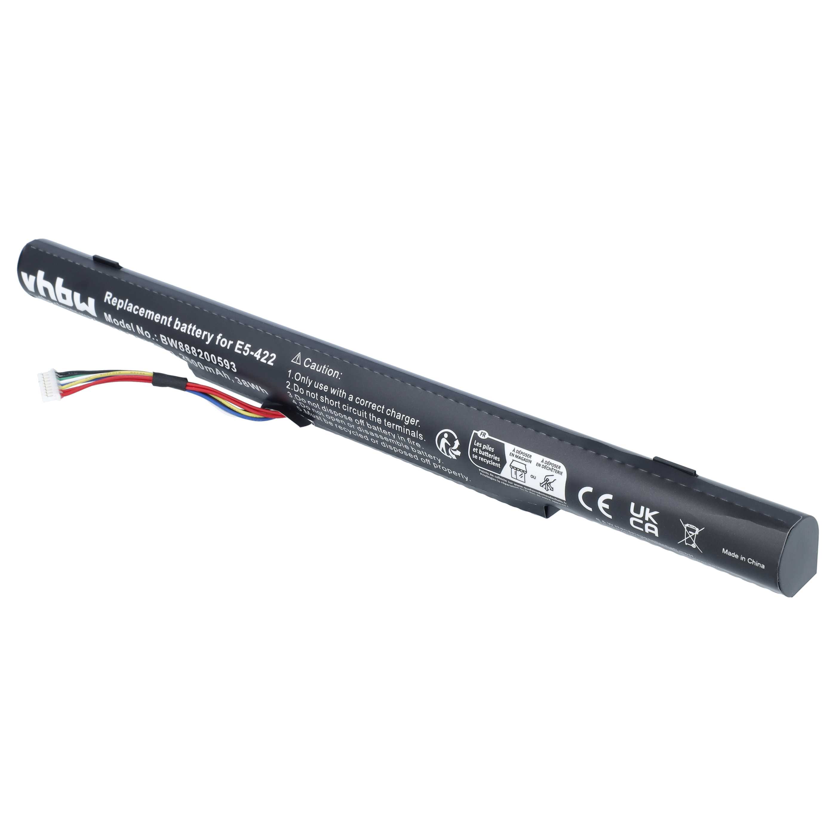 Batería recargable reemplaza Acer AL15A32 (4ICR17/65), AL15A32 para notebook - 2600 mAh 14,8 V Li-Ion negro
