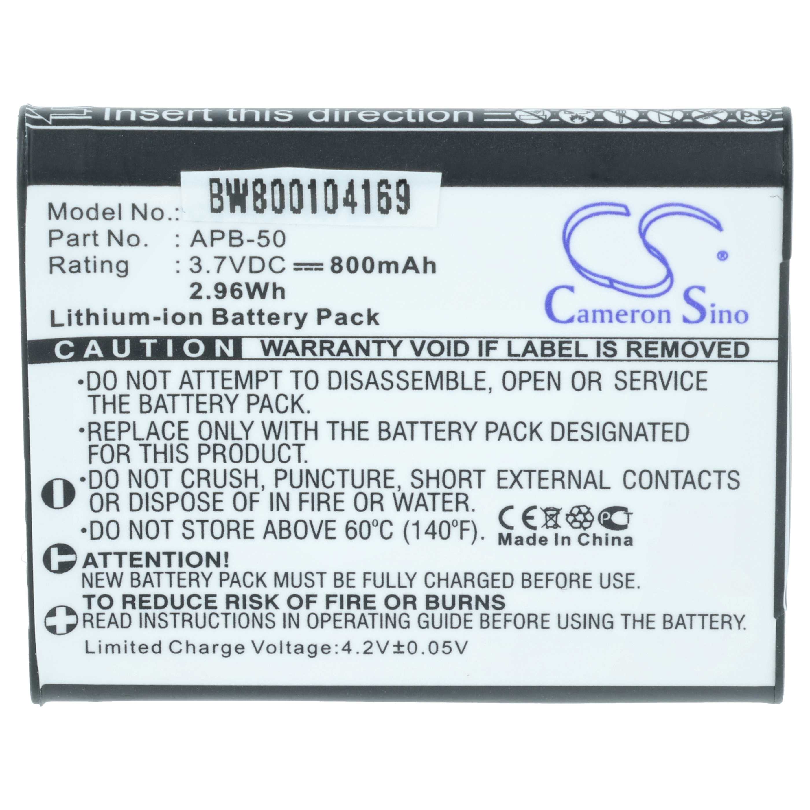 Battery replaces Agfa APB-50(ICP7/35/41), APB-50 - 800mAh, 3.7V, Li-Ion