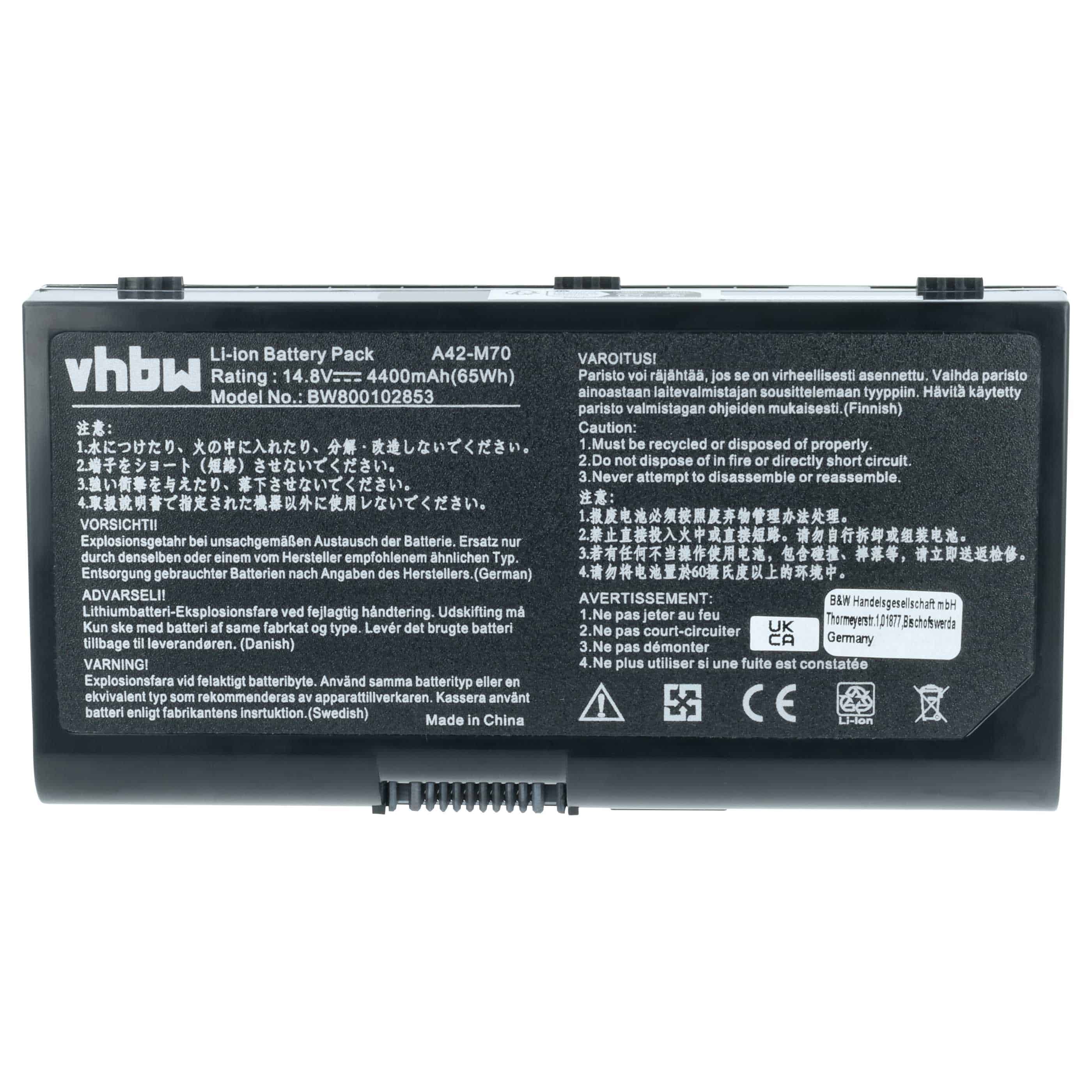 Akumulator do laptopa zamiennik Asus 15G10N3792T0, 07G0165A1875, 07G016WQ1865 - 4400 mAh 14,8 V Li-Ion, czarny