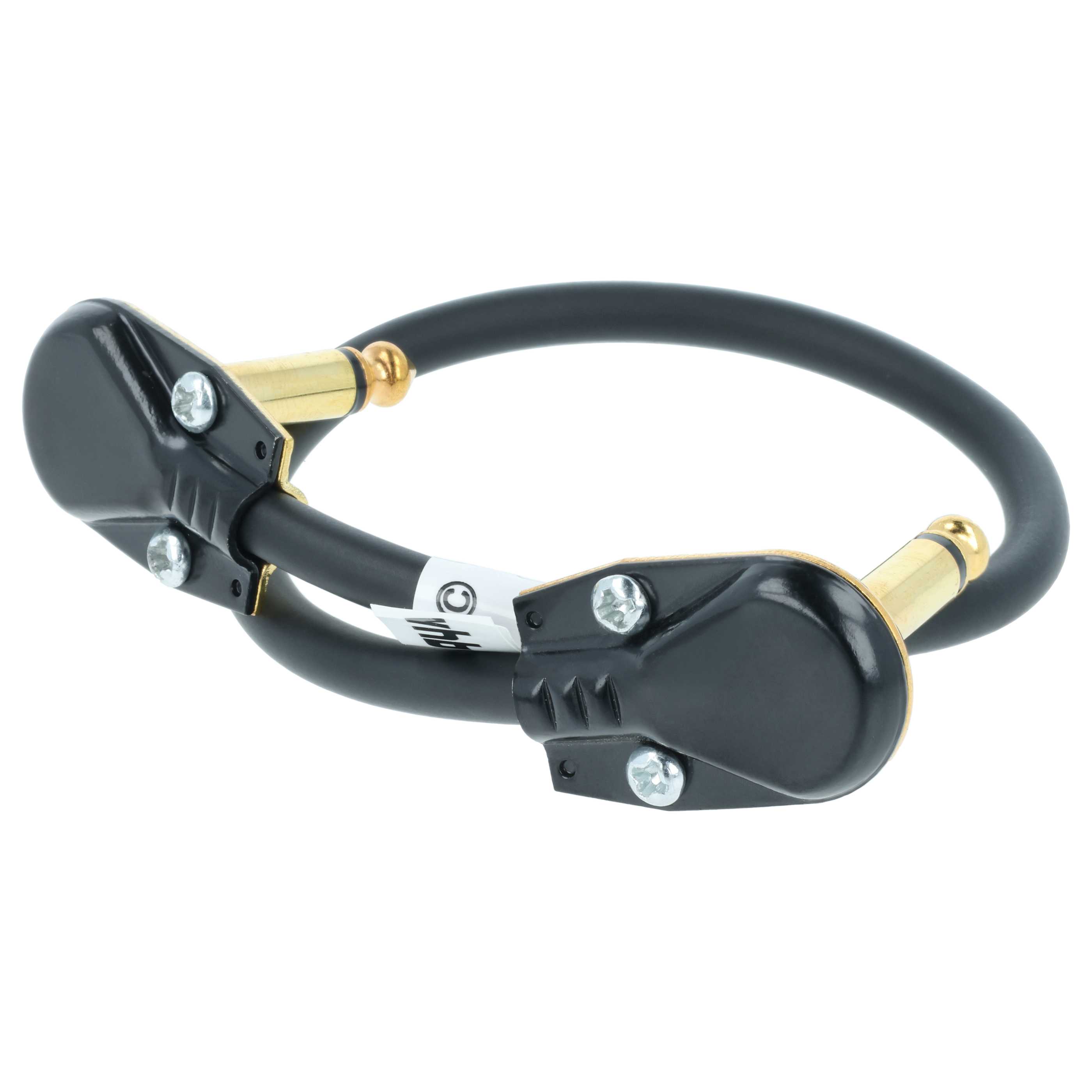 Câble de patch avec prise 6,35 mm pour pédale d'effet - Câble de guitare, 30 cm, plat, or / noir