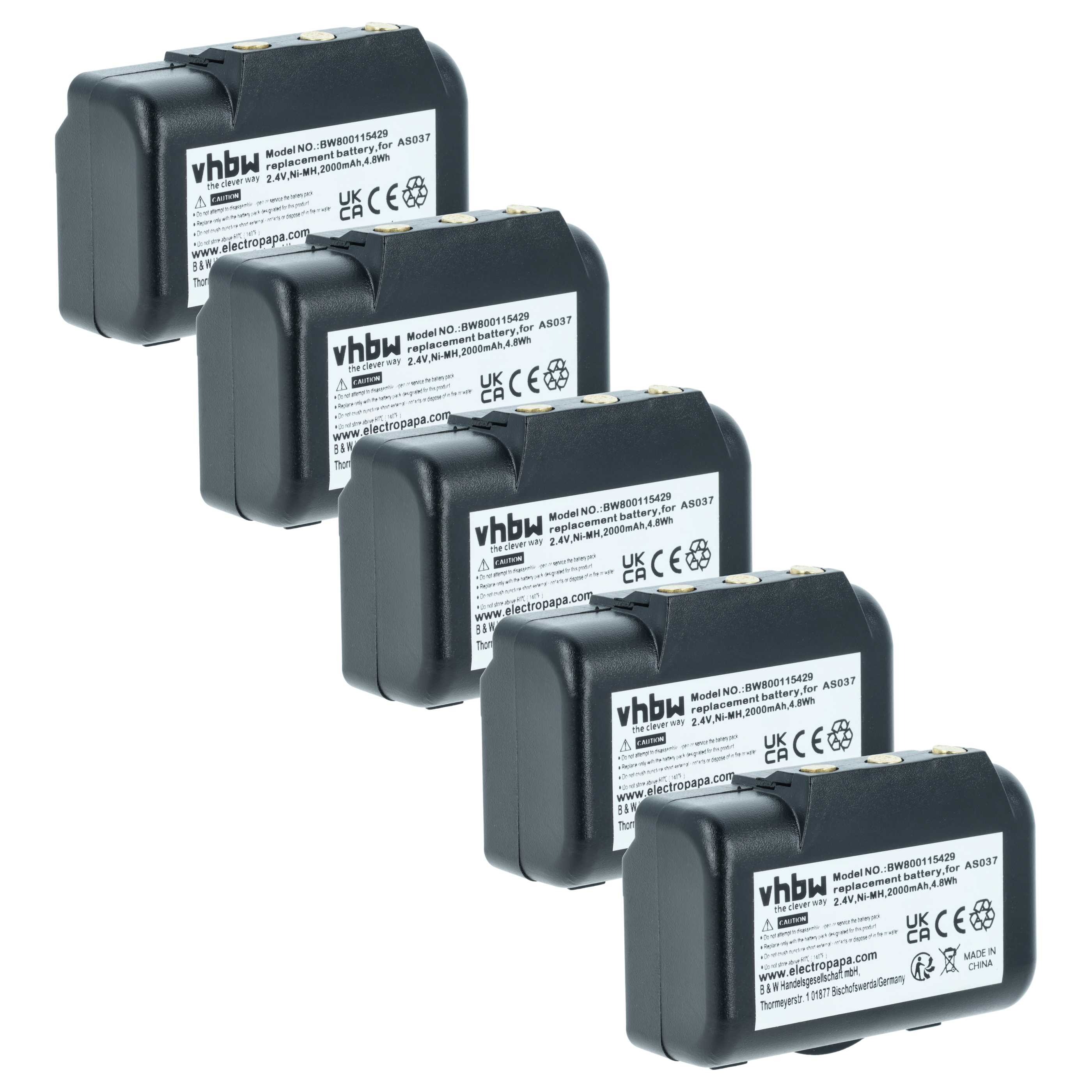 5x Akumulator do zdalnego sterowania zamiennik IMET WBH04.965, AS037 - 2000mAh 2,4V NiMH