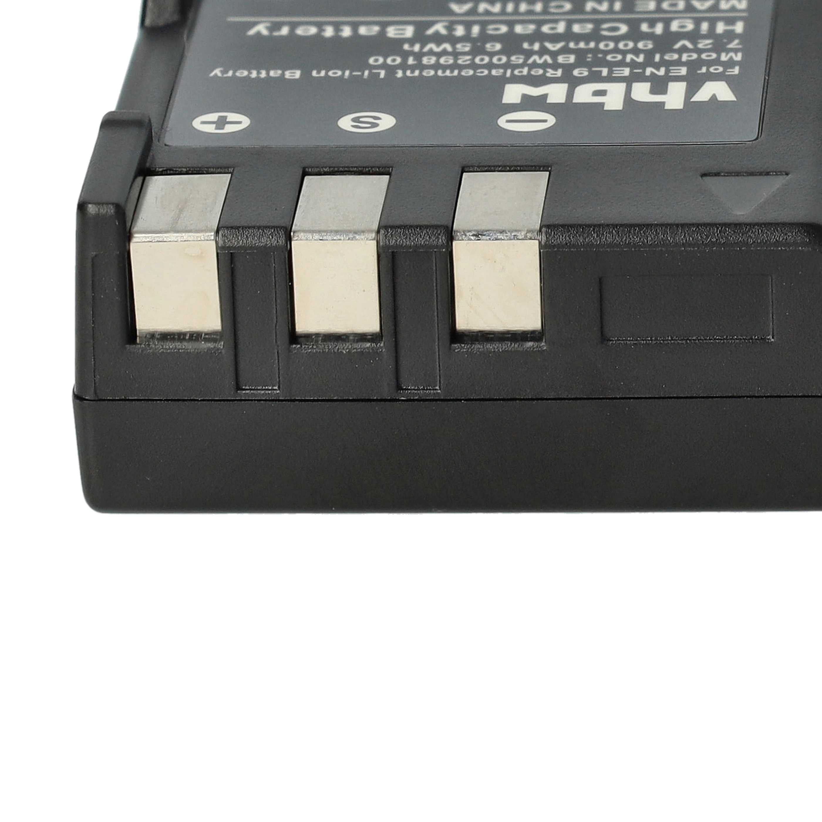 3x Battery replaces Nikon EN-EL9a, EN-EL9E, EN-EL9 - 900mAh, 7.2V, Li-Ion