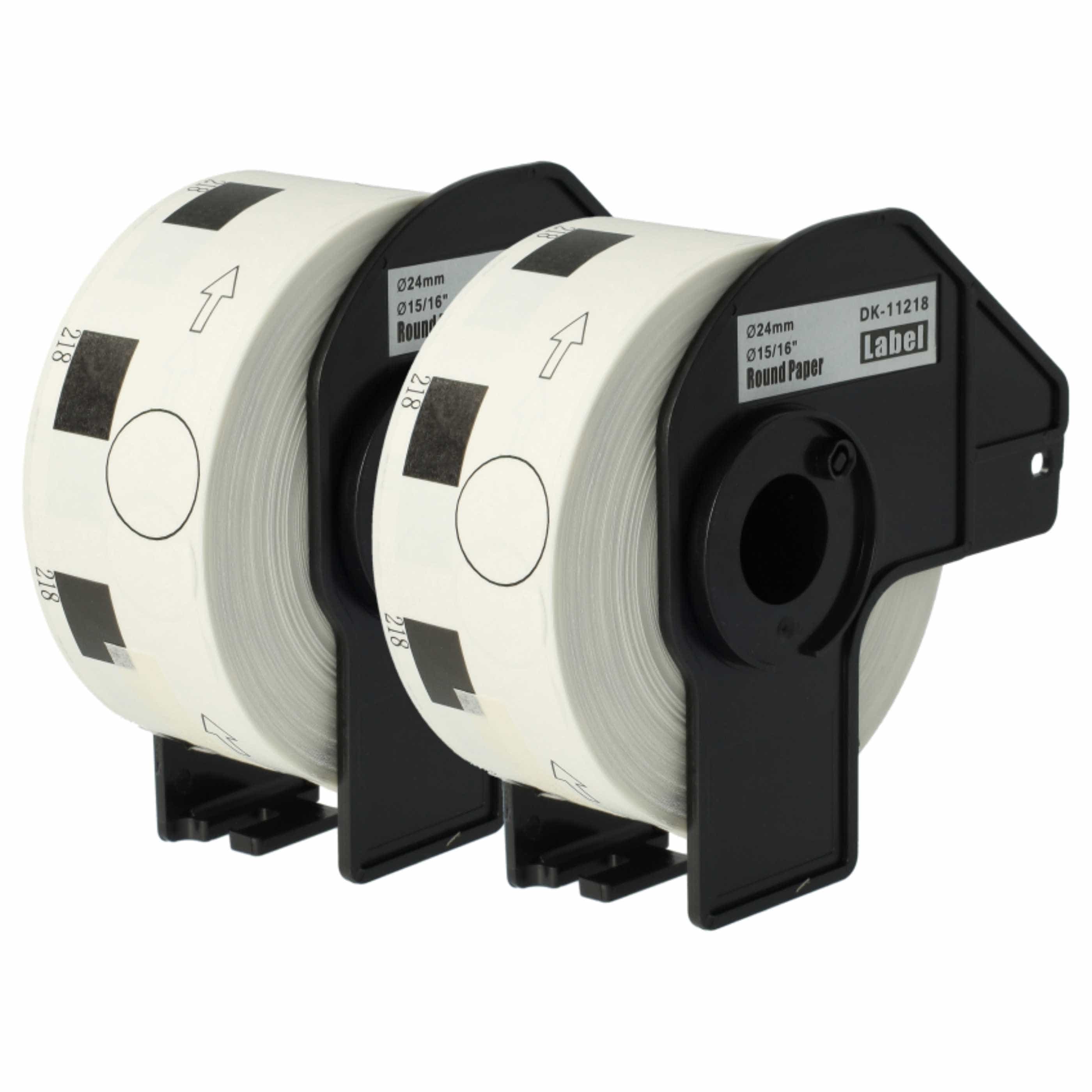 2x Label Roll replaces Brother DK-11218 Labeller - Premium 24 mm + Holder