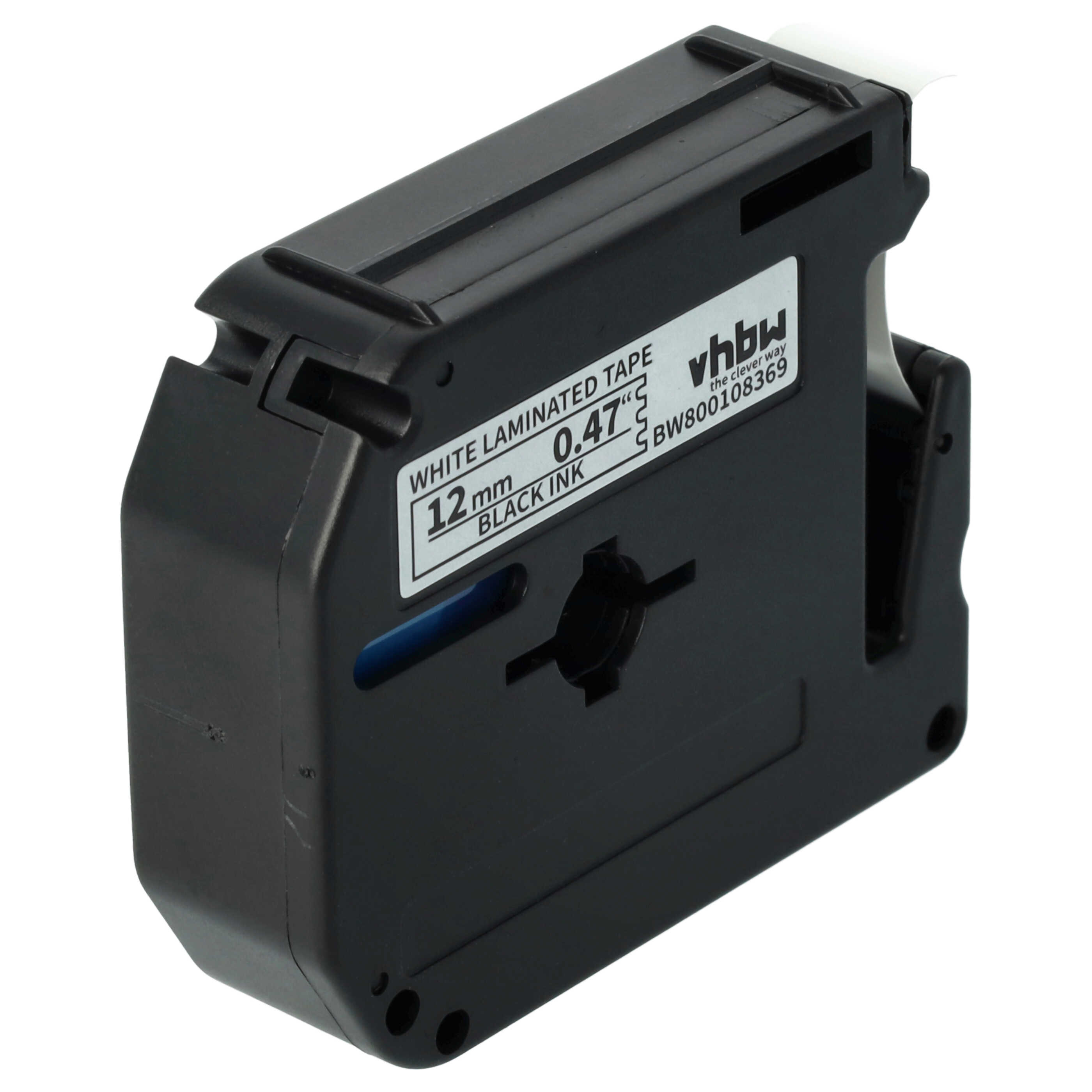 2x Label Tape replaces Brother M-K231 - 12 mm Black to White