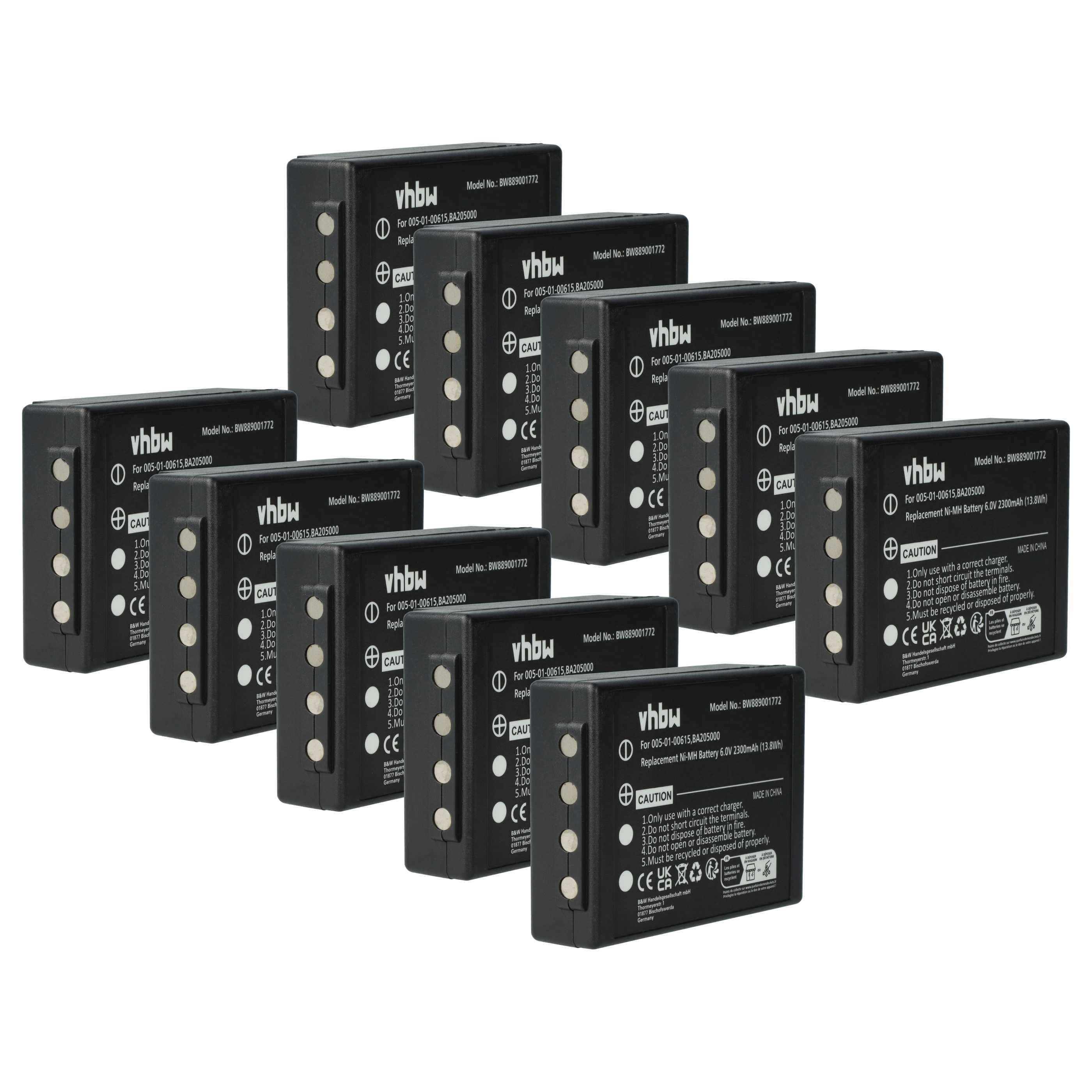 Battery (10 Piece) as Replacement for HBC 005-01-00615, BA205000, BA205030 Remote Control - 2300 mAh 6 V NiMH