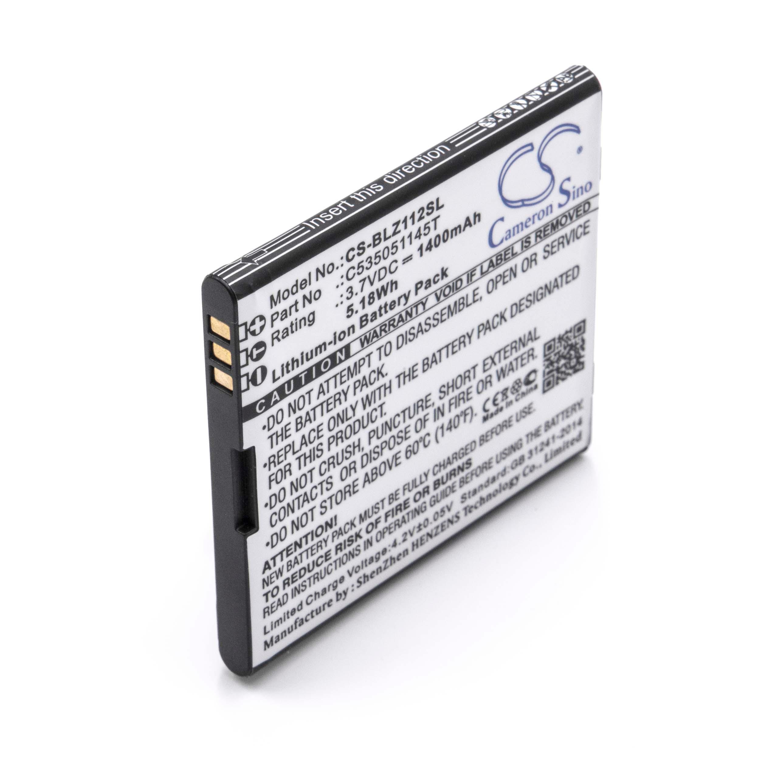 Batterie remplace Blu C535051145T pour téléphone portable - 1400mAh, 3,7V, Li-ion