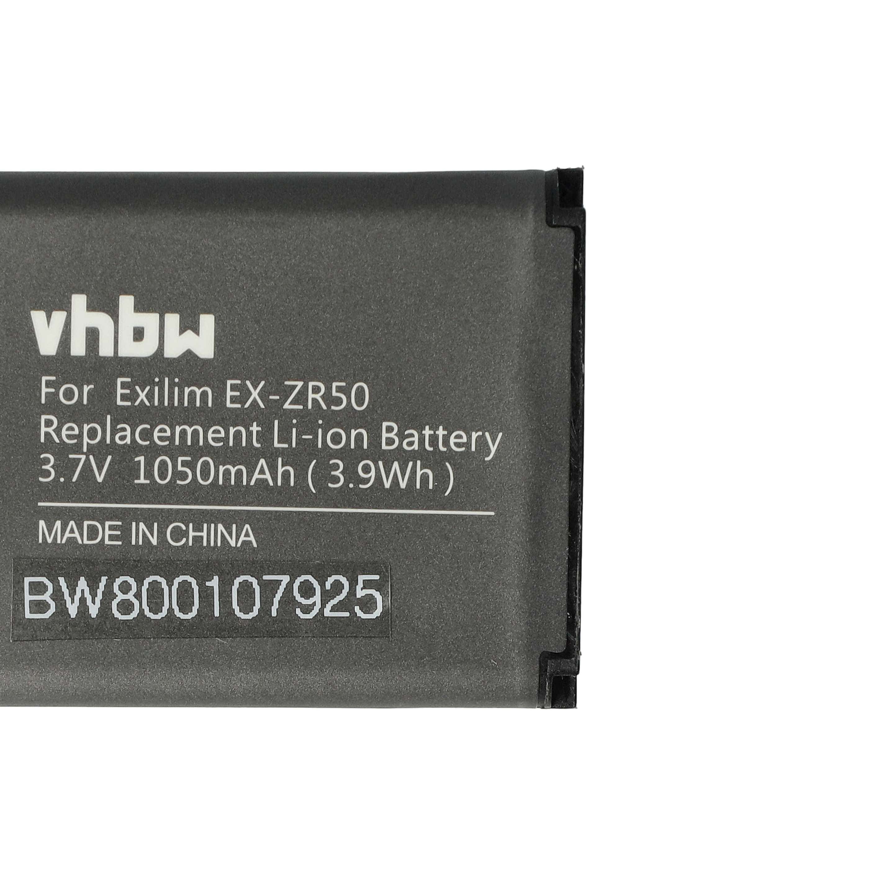 Battery replaces Casio NP-160 - 1050mAh, 3.7V, Li-Ion