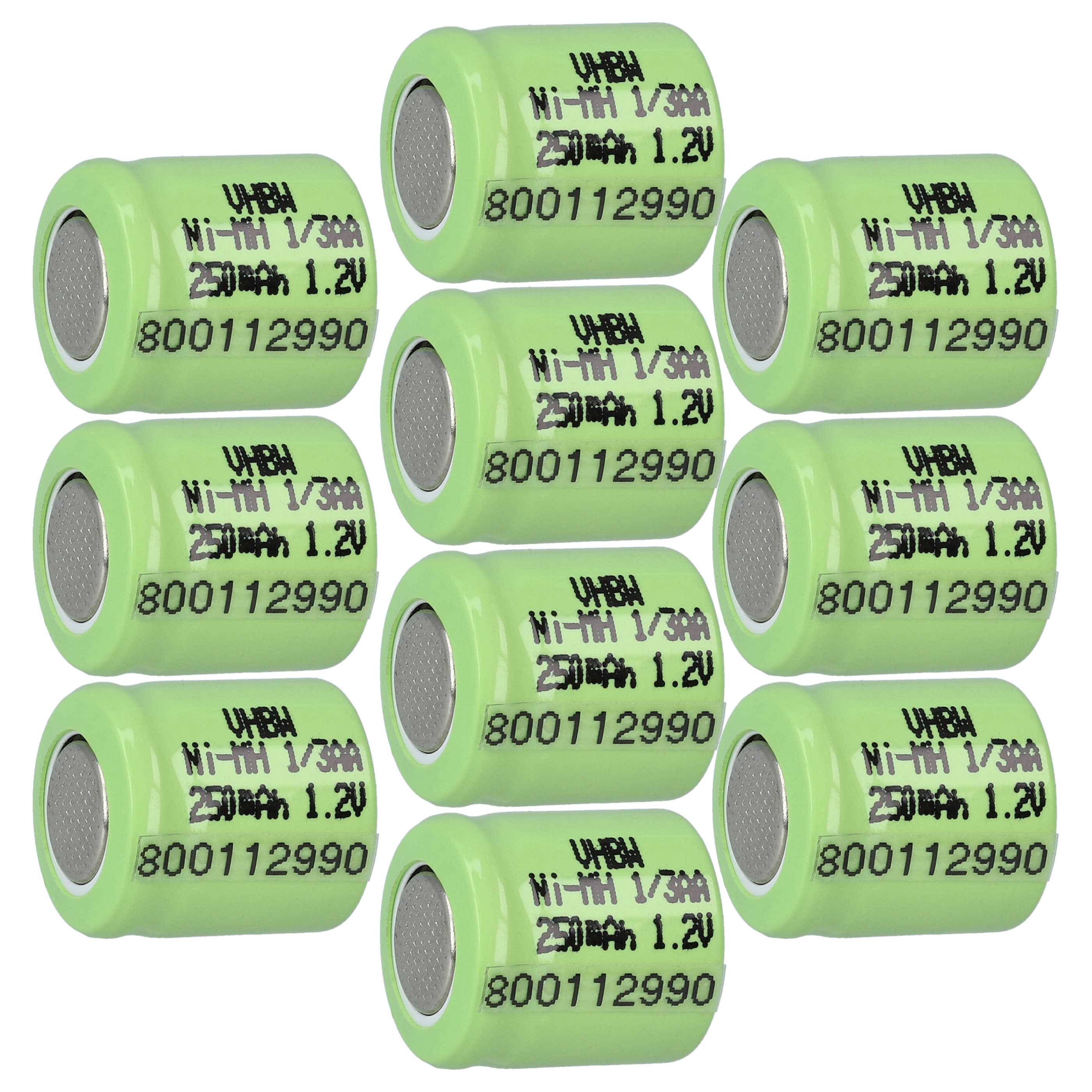 Batterie (10 pcs.) remplace 1/3AA modèle radio-télécommandé - 250mAh 1,2V NiMH