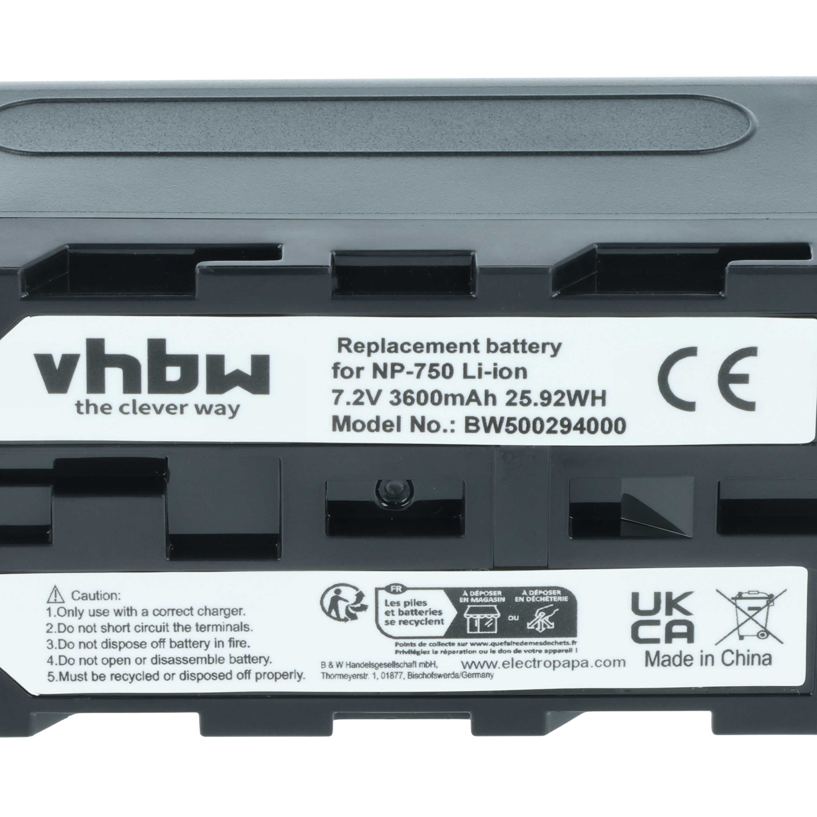 Batteria per videocamera sostituisce Grundig BP-10, BP-9, BP-8 - 3600mAh 7,2V Li-Ion