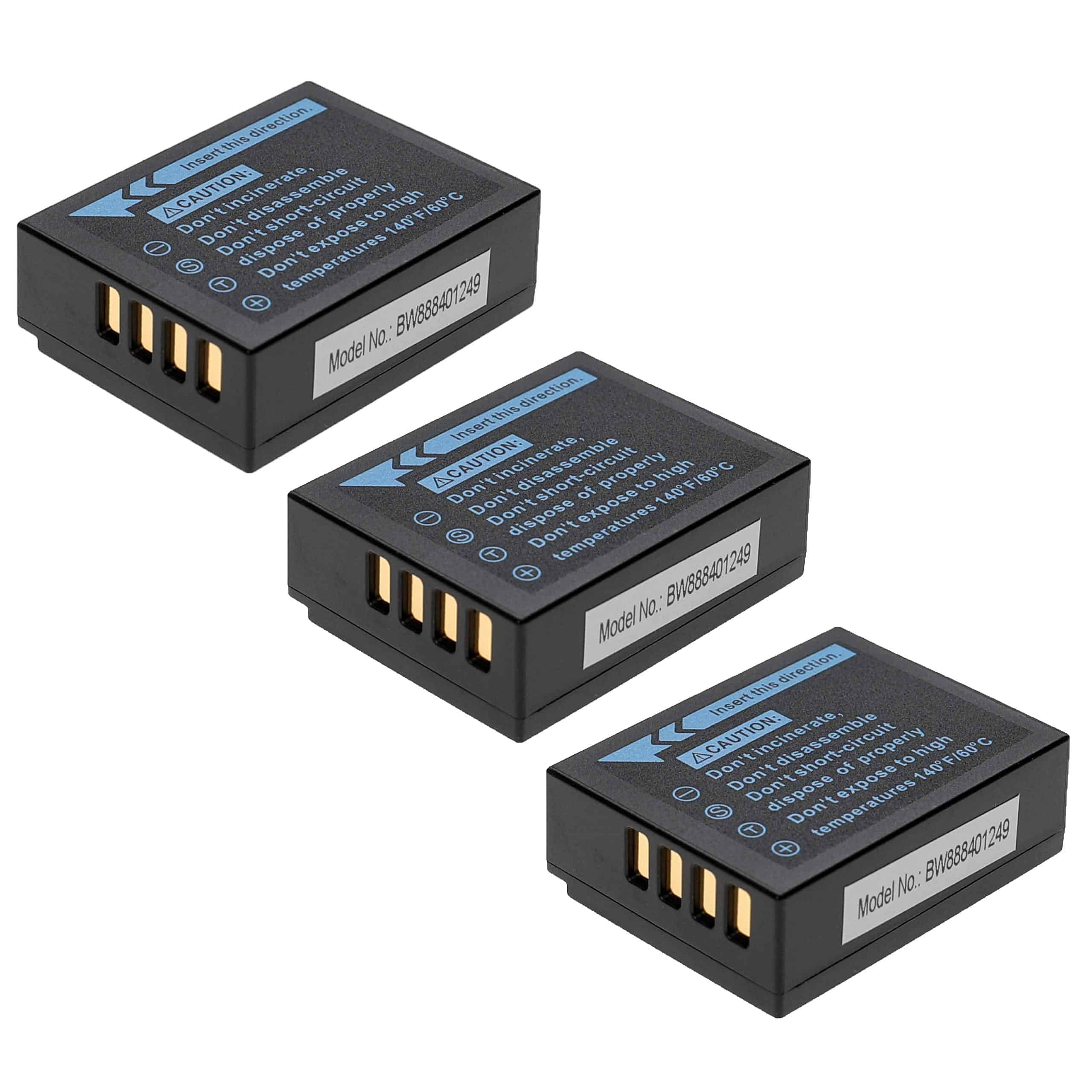 Batteries (3x pièces) remplace Fujifilm NP-W126, NP-W126s pour appareil photo - 1140mAh 7,2V Li-ion