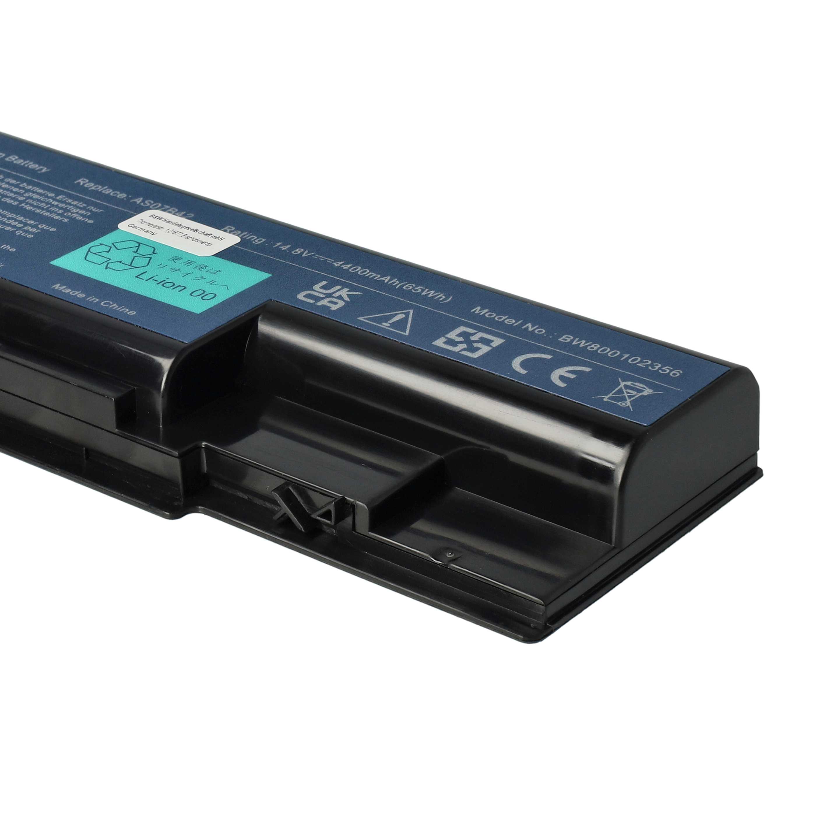 Notebook Battery Replacement for Acer 01AS-2007B, AS07B32, AK.006BT.019 - 4400 mAh 14.8 V Li-Ion, black