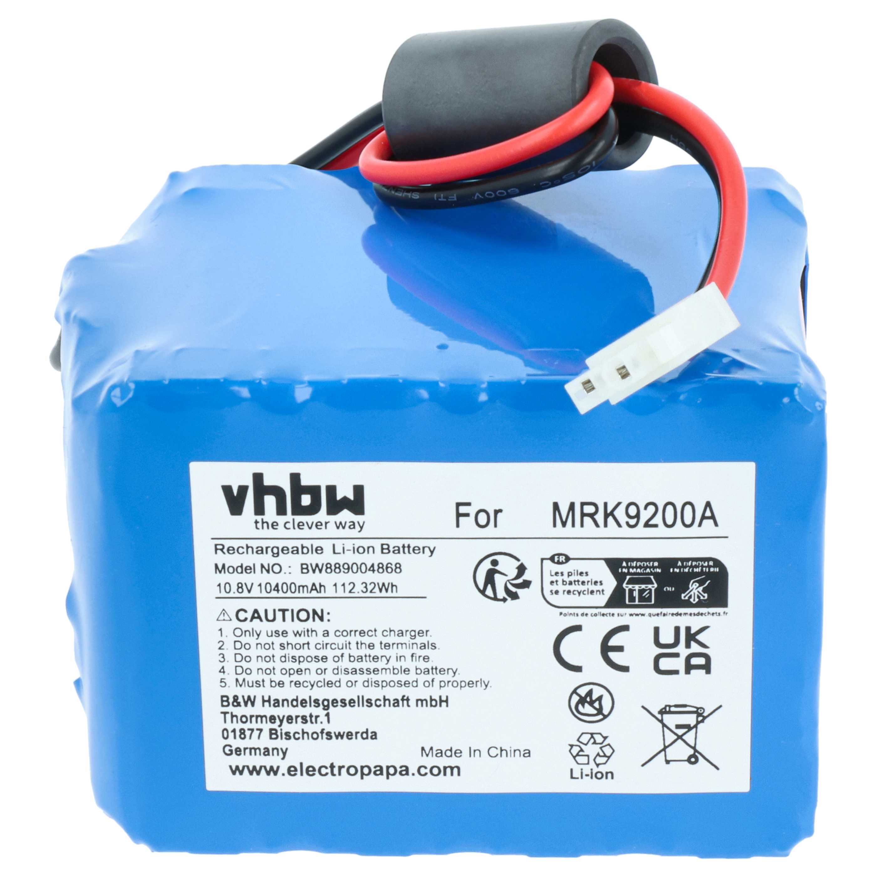 Battery Replacement for Cub Cadet MRK9200A, BAT9101A - 10400 mAh 10.8 V Li-Ion, blue