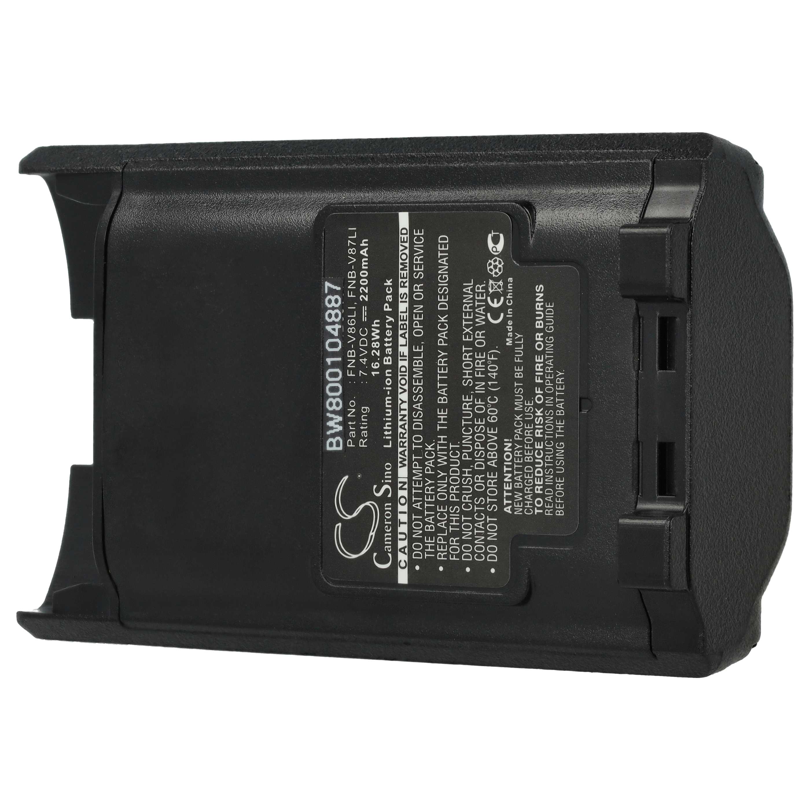 Radio Battery replaces Yaesu Vertex FNB-V87Li, FNB-V87, FNB-V86Li, FNB-V86 - 2200 mAh 7.4 V Li-Ion