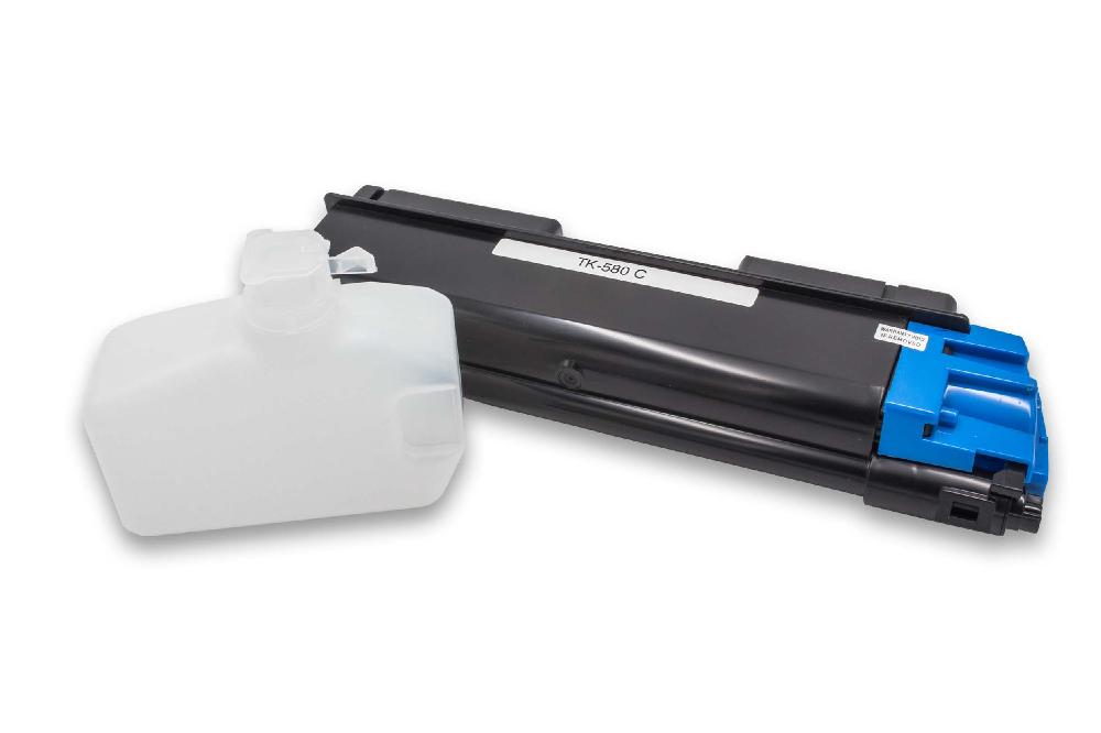 Tóner reemplaza Kyocera TK-580, TK-580C compatible con impresoras Kyocera + caja residuos de tóner, Cian