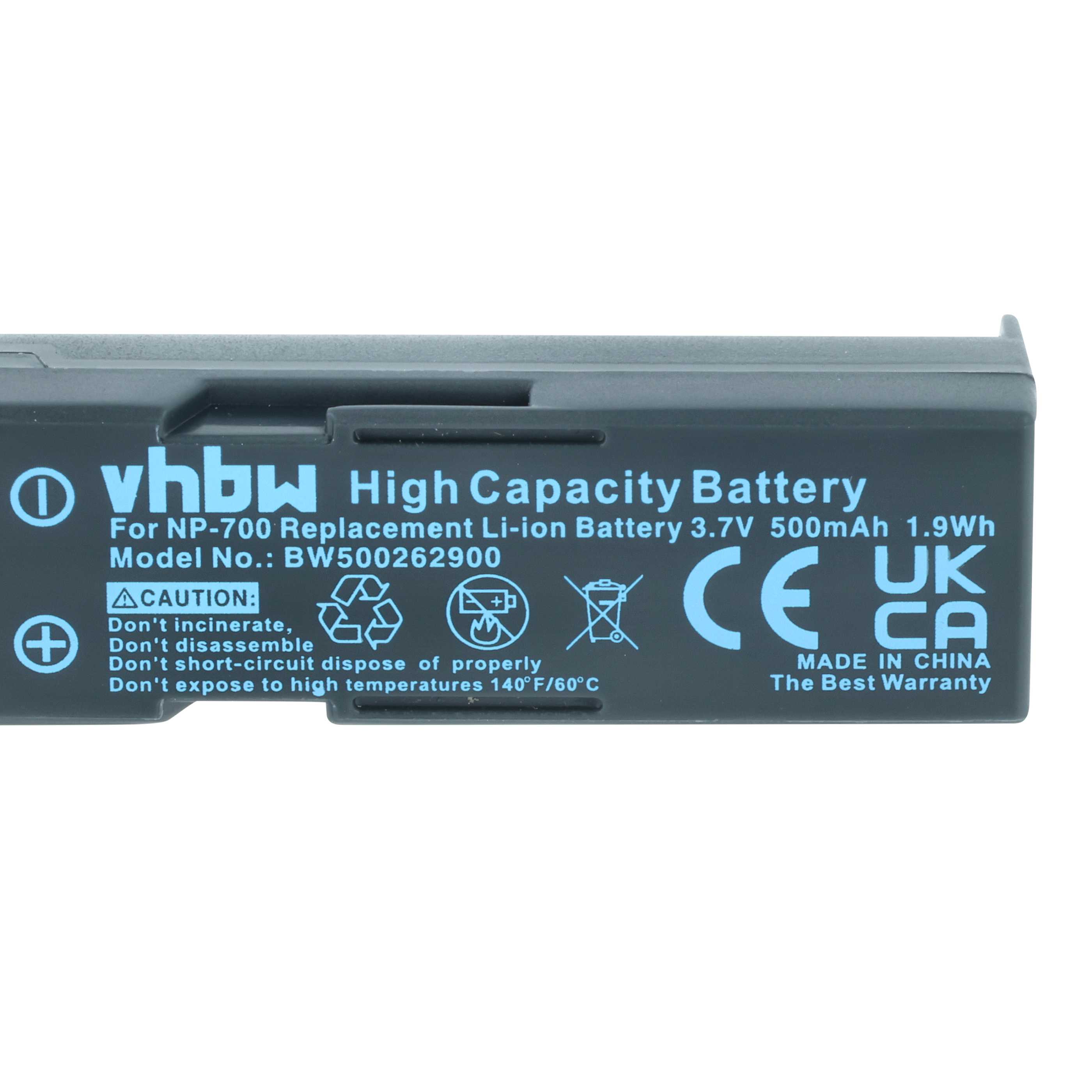 3x Battery replaces Minolta NP-700 - 500mAh, 3.7V, Li-Ion