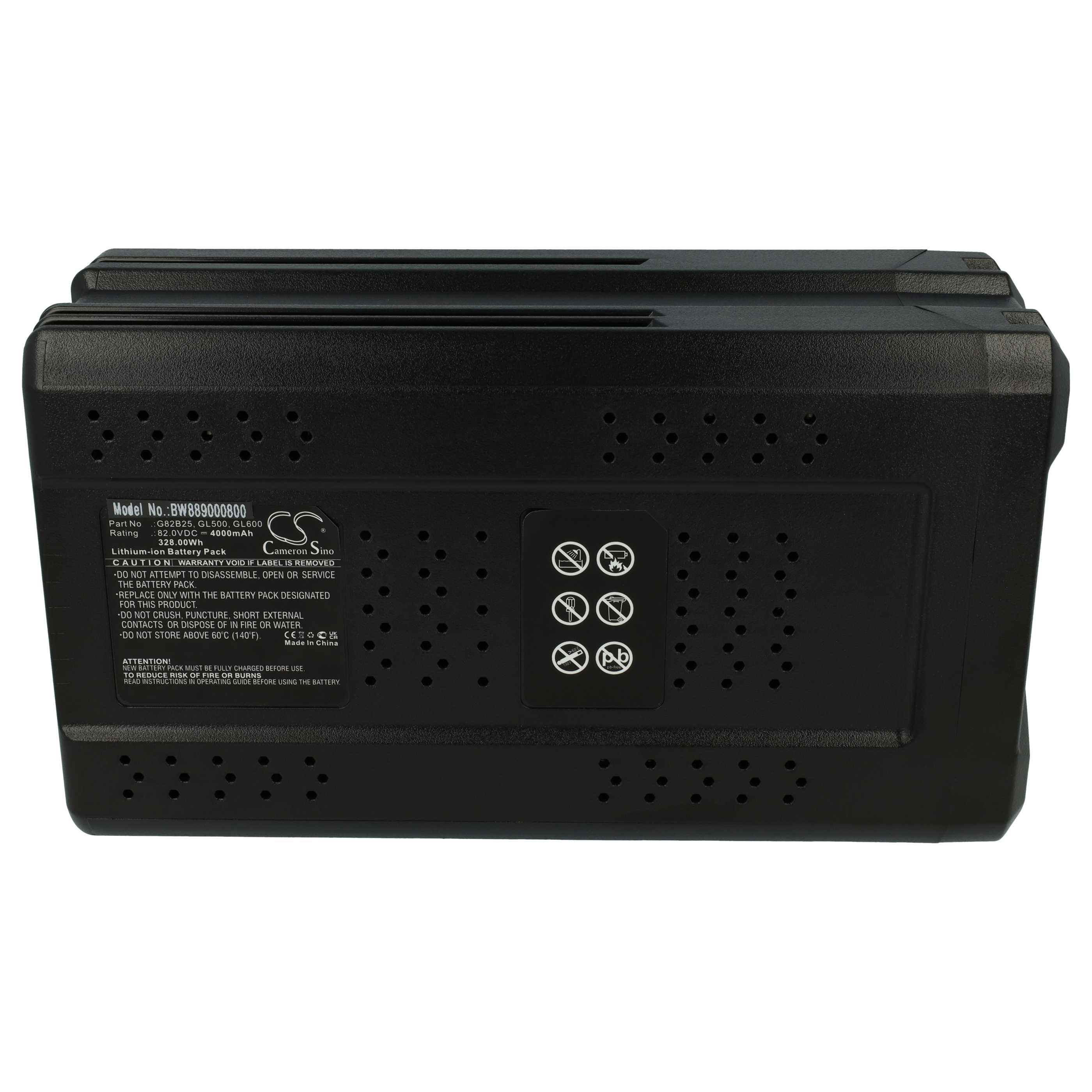 2x Battery replaces Greenworks GL500, GL600, GL900, G82B25, GL250, GL400 - 4000 mAh 82 V Li-Ion, black