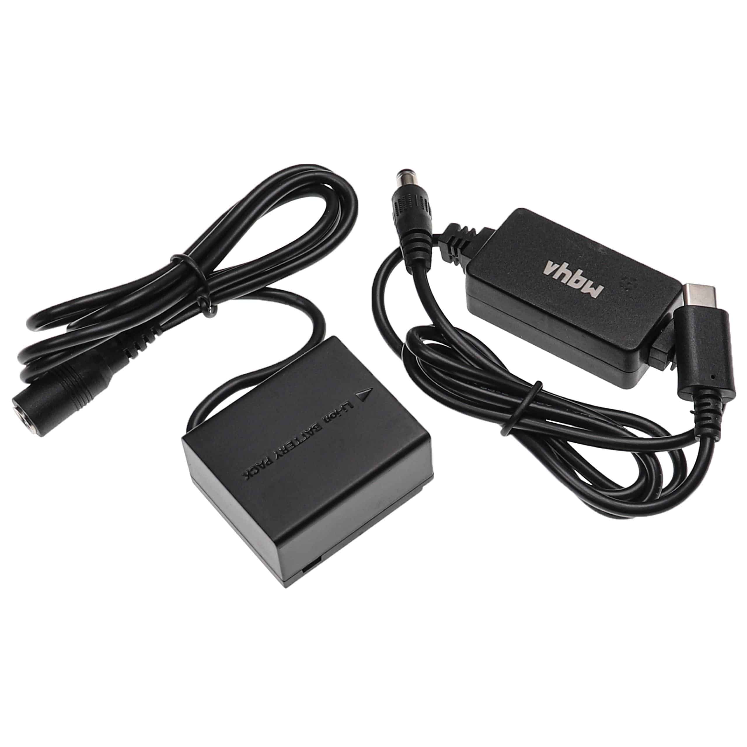 Fuente alimentación USB reemplaza Panasonic DMW-AC8 para cámaras + acoplador CC reemplaza Panasonic DMW-DCC3
