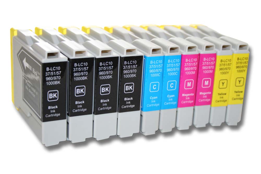 Set de 10x cartuchos de tinta reemplaza Brother LC-1000M, LC-1000C, LC-1000BK para impresora - B/C/M/Y