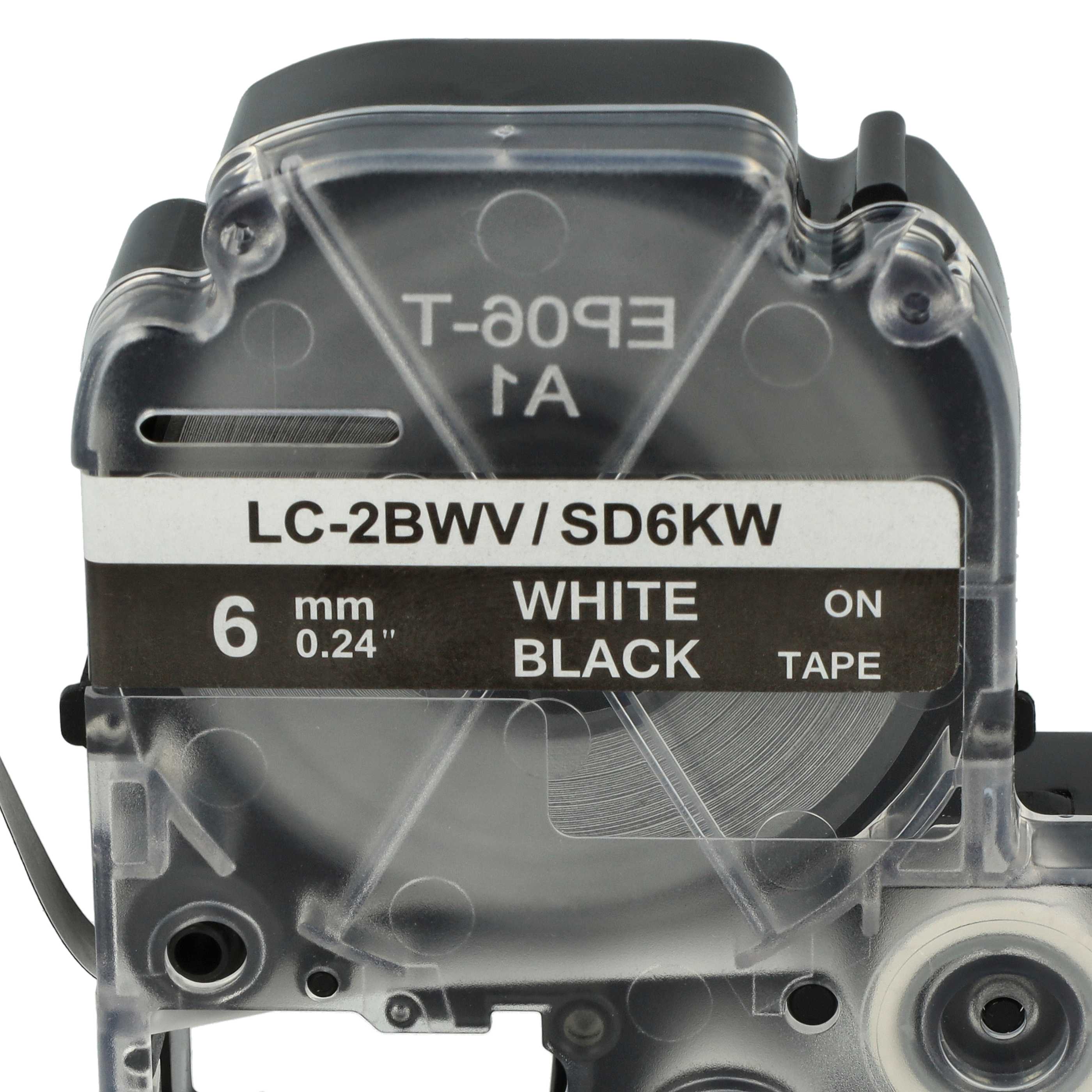 Cassetta nastro sostituisce Epson LC-2BWV per etichettatrice 6mm bianco - nero