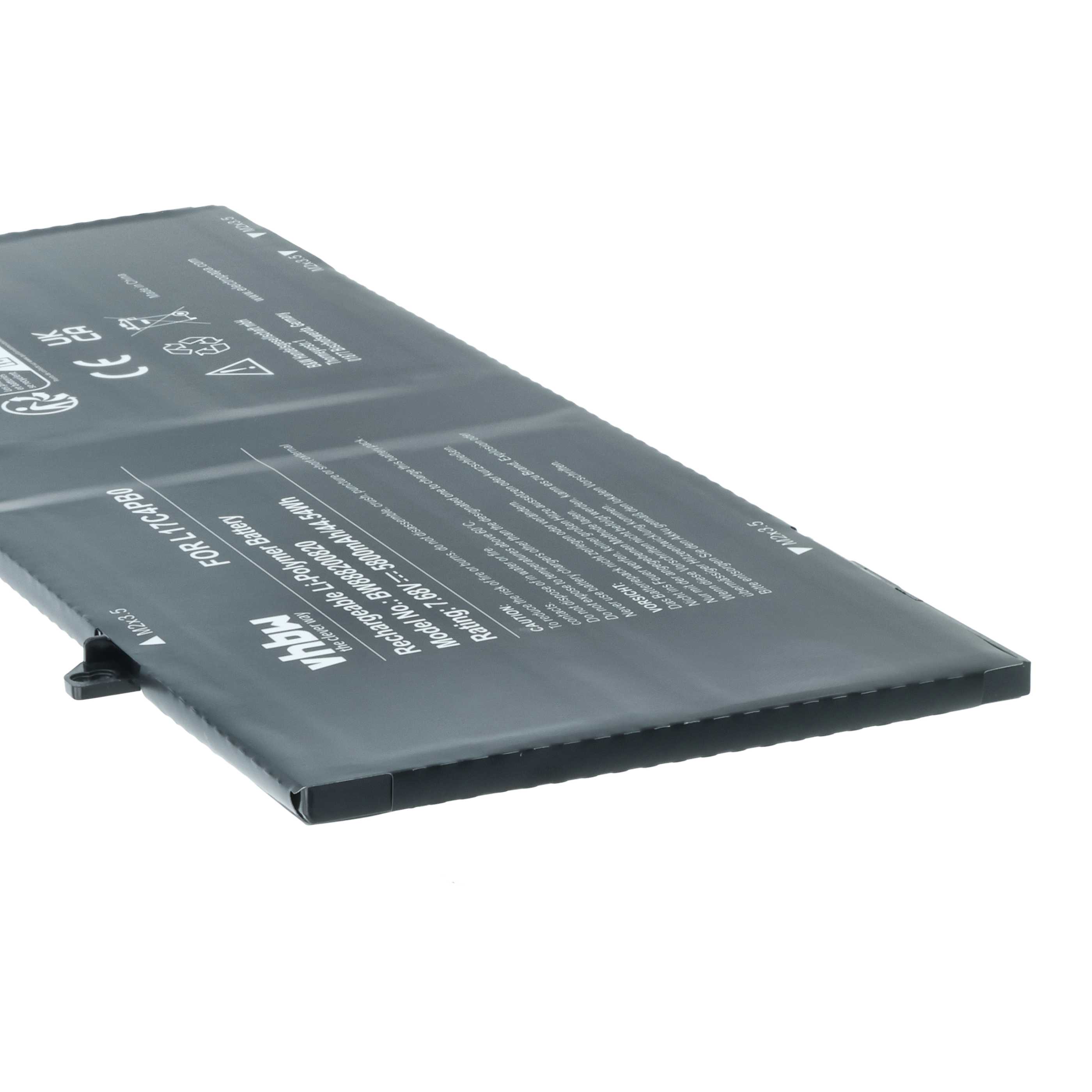 Batteria sostituisce Lenovo 5B10Q16067, 5B10Q22883, 5B10Q16066 per notebook - 5800mAh 7,68V Li-Poly nero