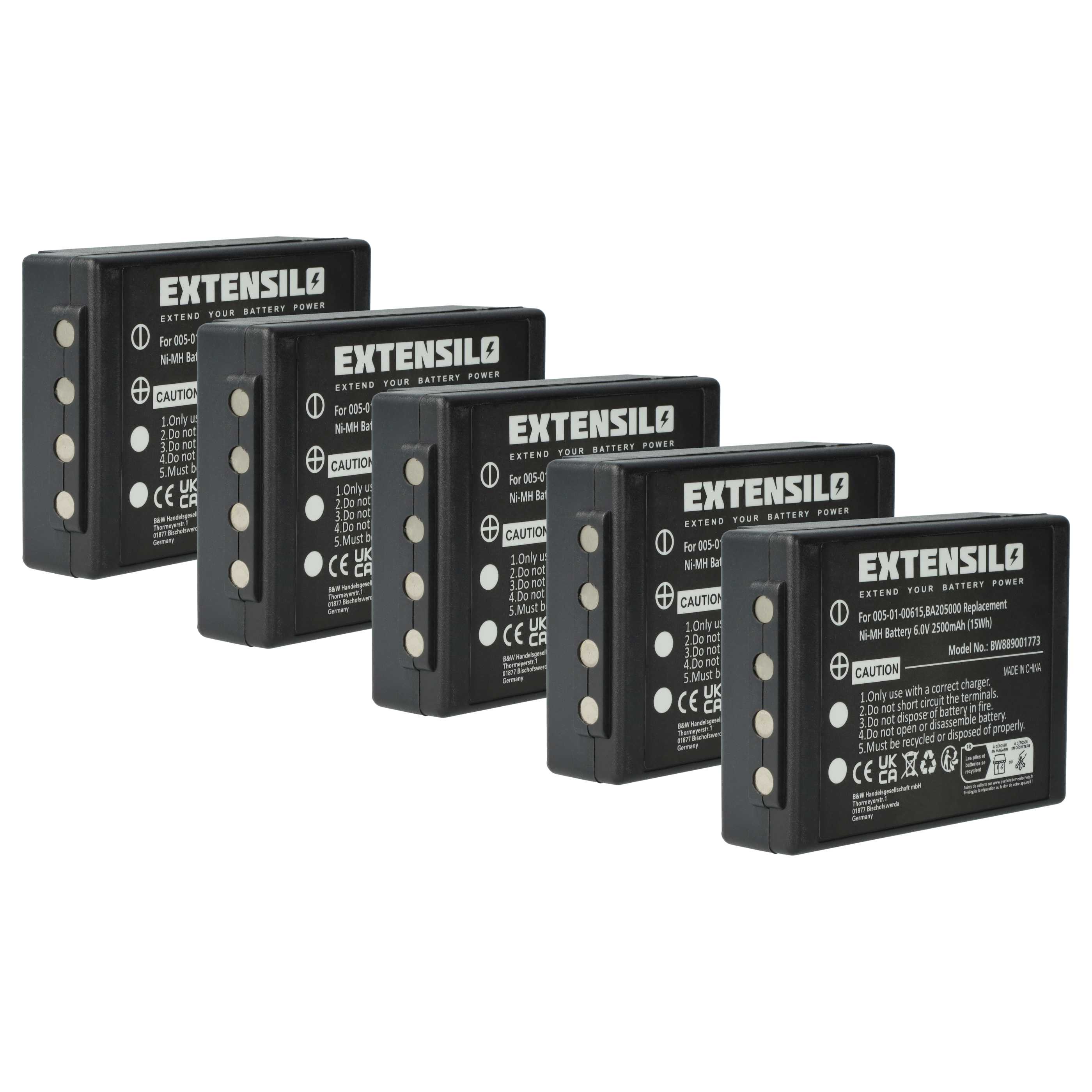 Batterie (5 pièces) remplace HBC 005-01-00615, BA205000, BA206000, BA206030, BA205030 - 2500mAh 6V NiMH