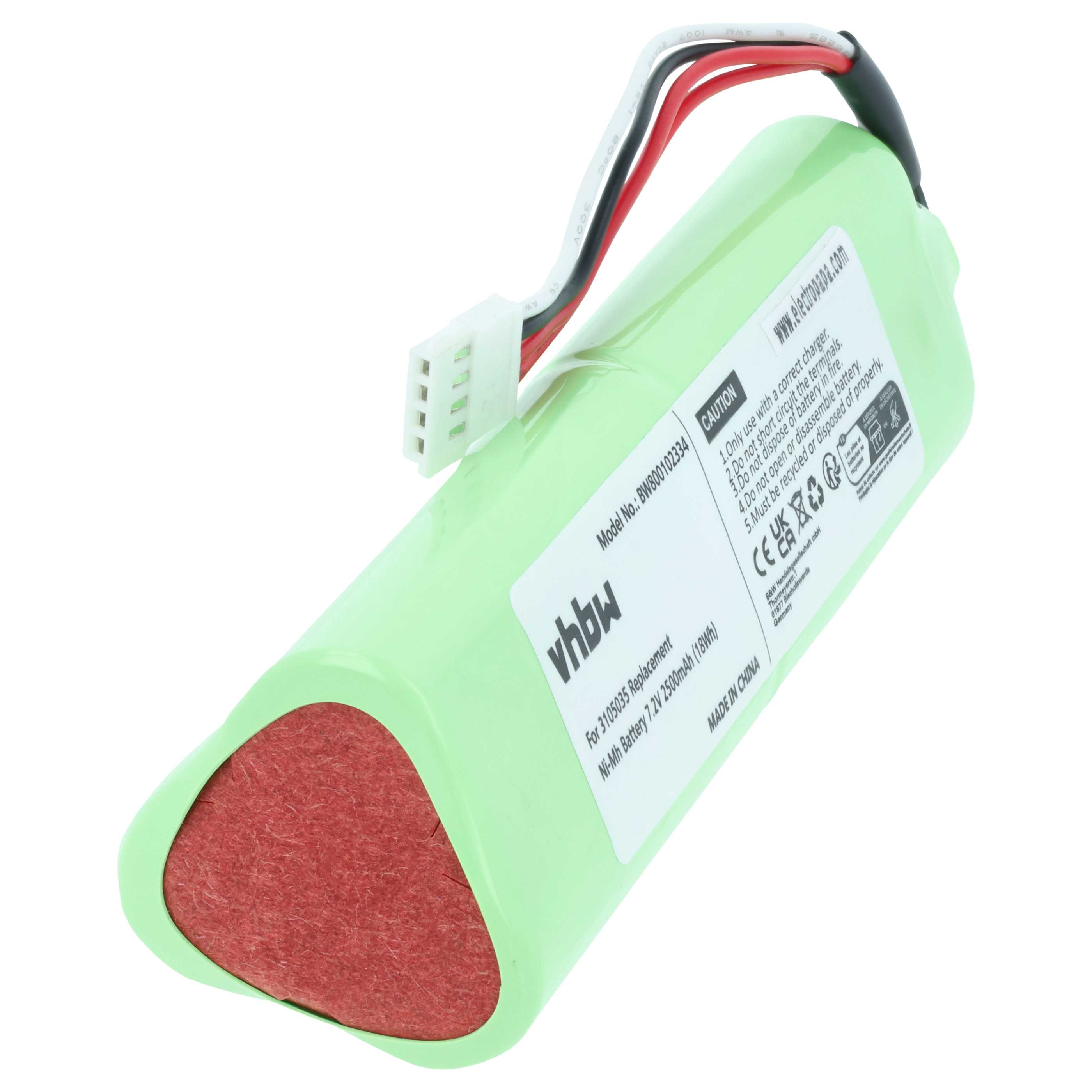 Batería reemplaza Fluke 3105035, 3524222 para dispositivo medición (2500 mAh, 7,2 V, NiMH)