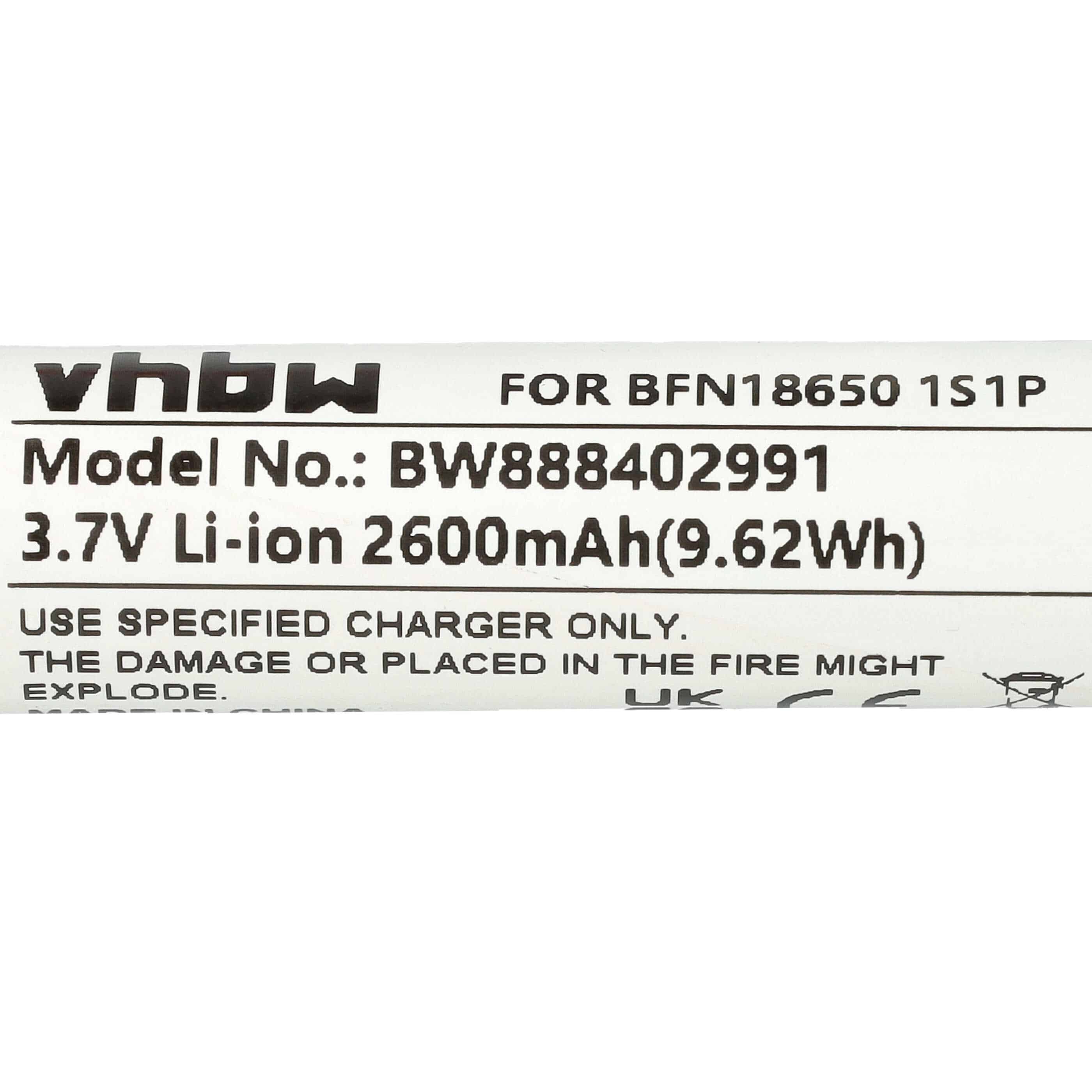 Akku als Ersatz für Leifheit BFN18650 1S1P für Leifheit - 2600mAh 3,7V Li-Ion