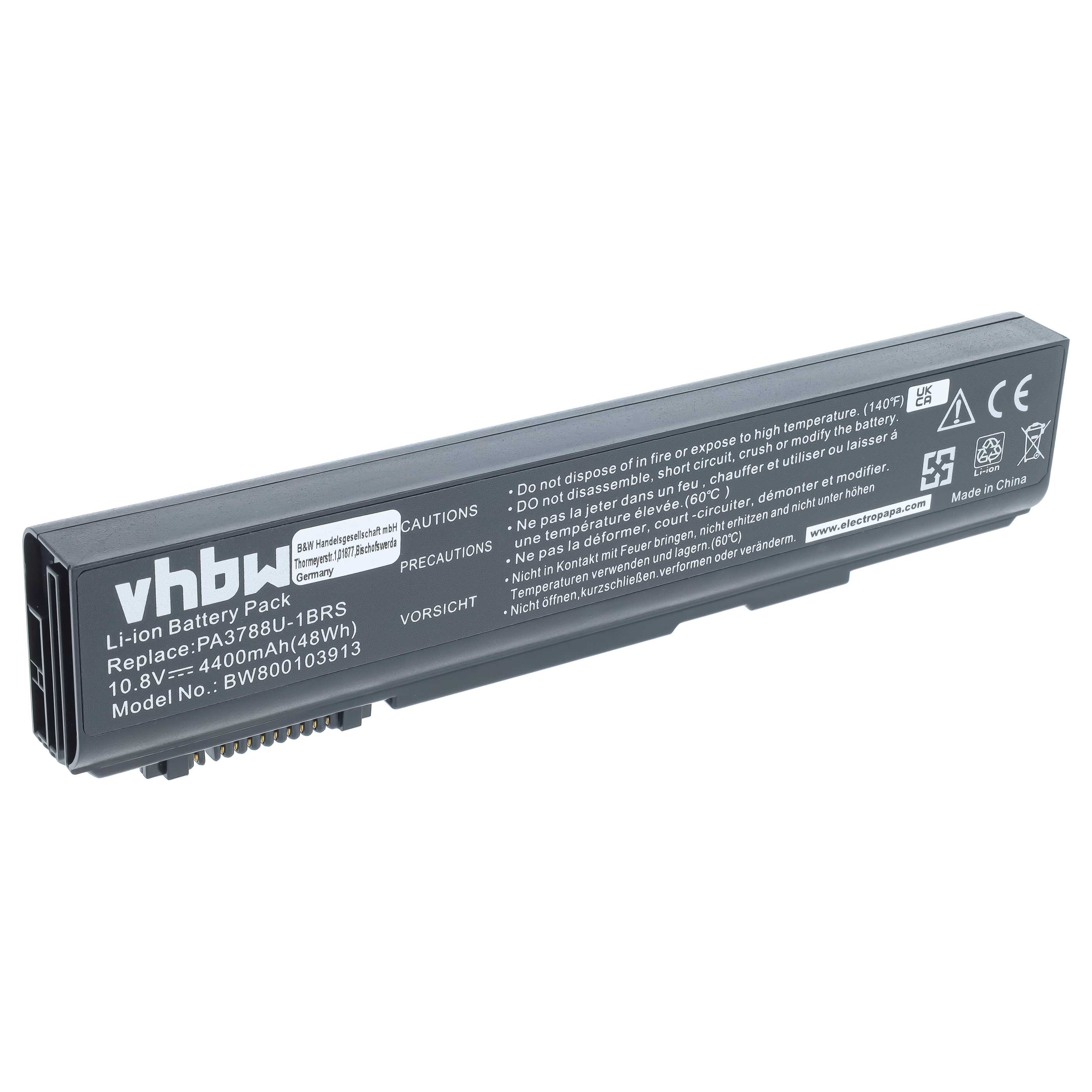 Akumulator do laptopa zamiennik Toshiba PABAS223, PA3788, PA3788U-1BRS - 4400 mAh 10,8 V Li-Ion, czarny