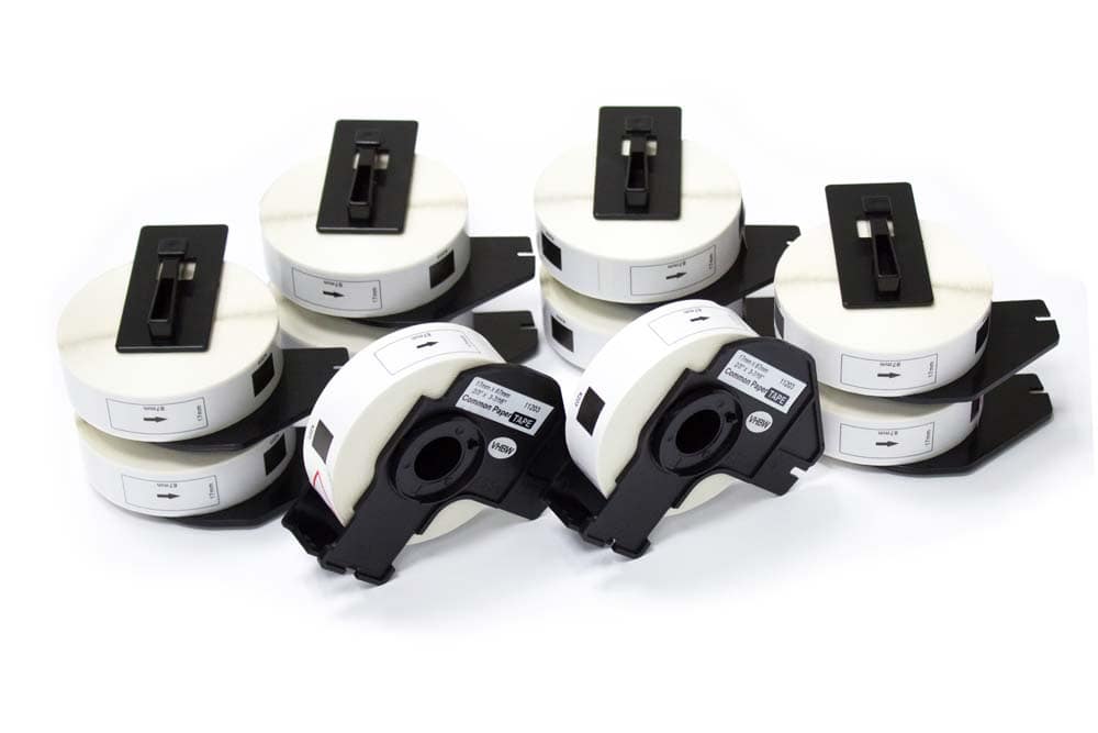 10x Label Roll replaces Brother DK-11203 Labeller - 17 mm x 87 mm + Holder