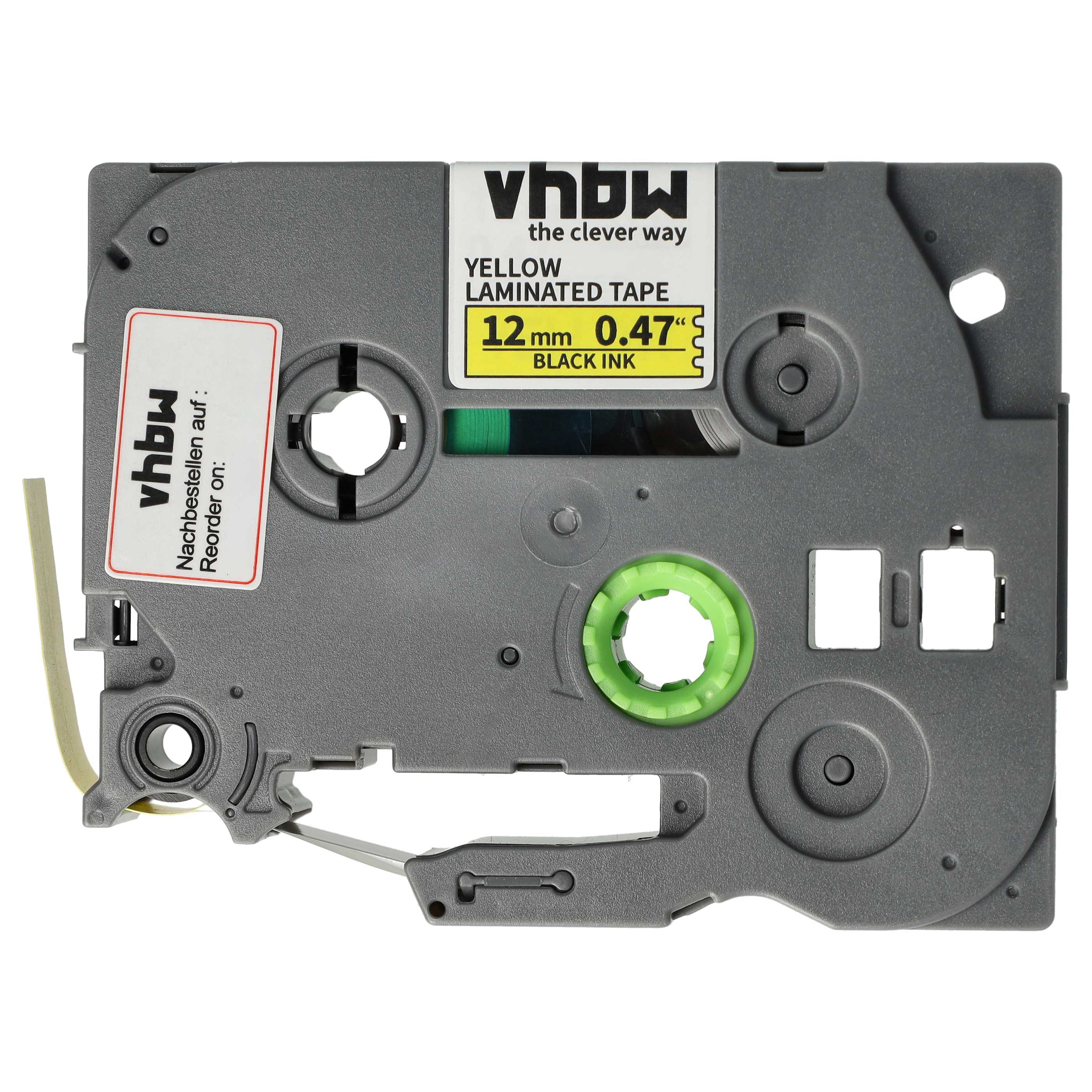 2x Label Tape replaces Brother TZE-631S - 12 mm Black to Yellow