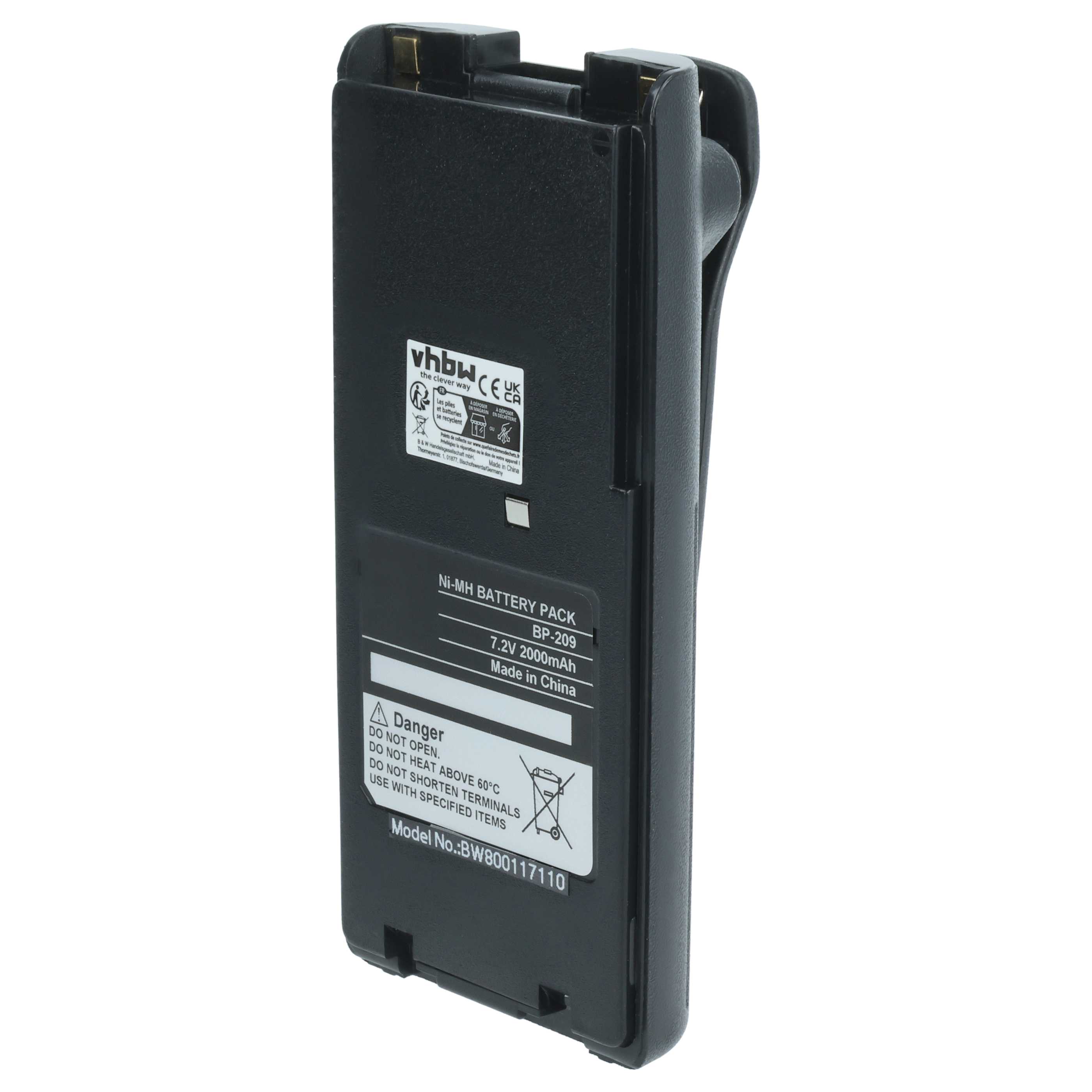 Radio 2x Battery replaces Icom BP-210N, BP-210, BP-209N, BP-209, BP-222N, BP-222 - 2000 mAh 7.2 V NiMH
